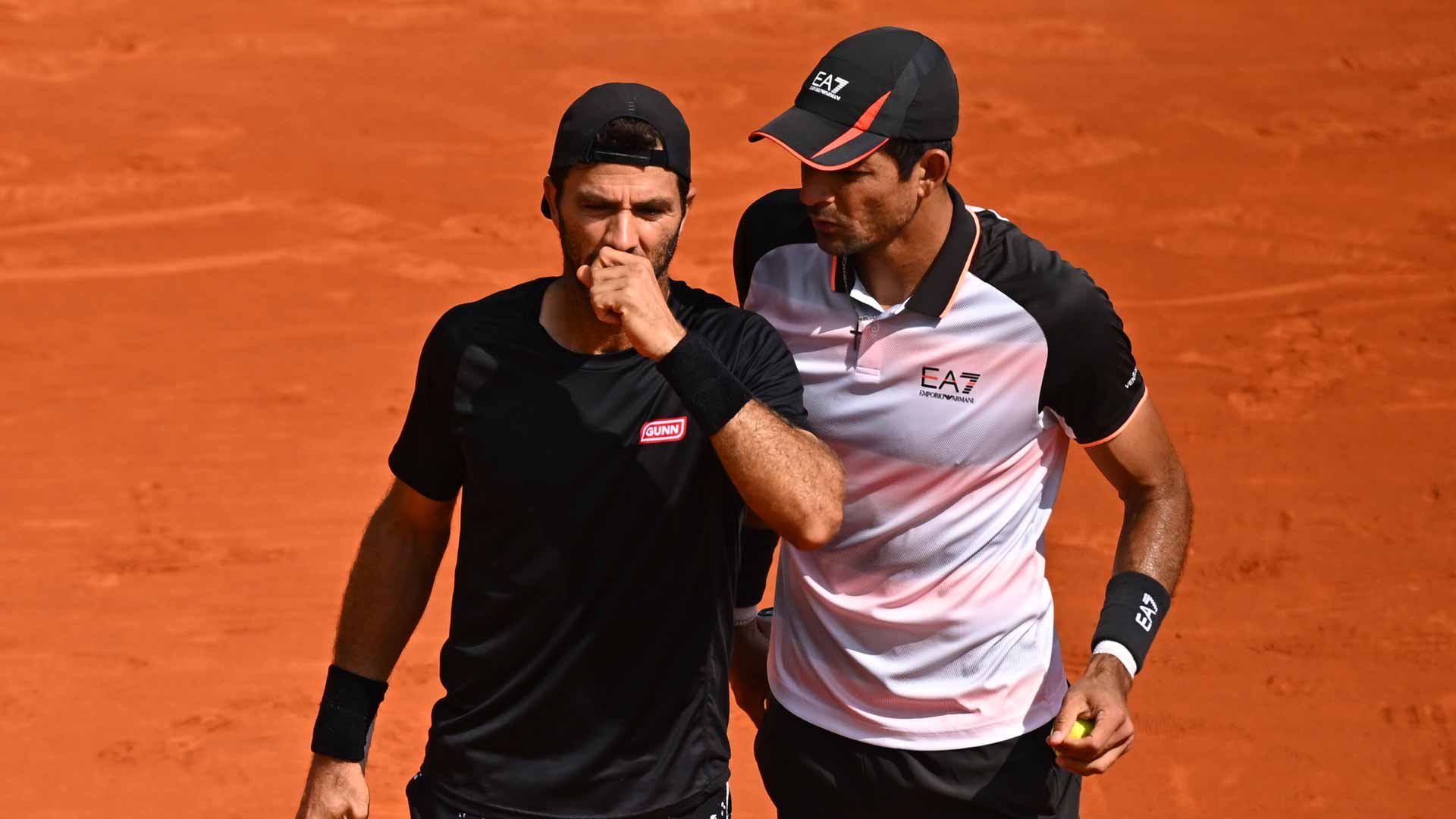 Jean-Julien Rojer (left) and Marcelo Arevalo during Wednesday's action in Monte-Carlo.