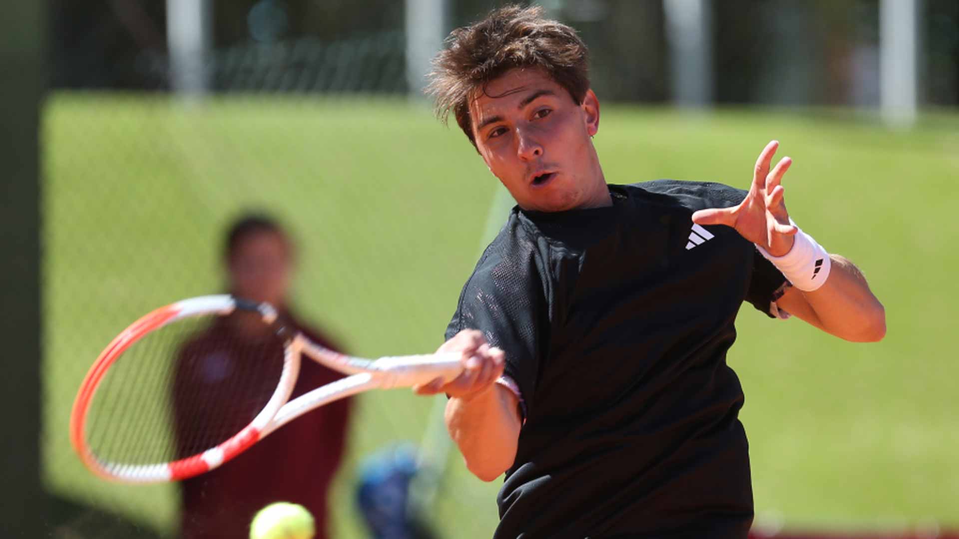 Alexander Shevchenko in action at this week's Madrid Challenger.