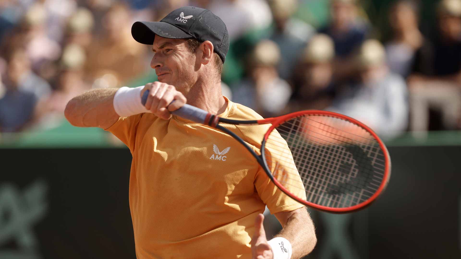 Andy Murray in action Saturday at the Aix-en-Provence Challenger.