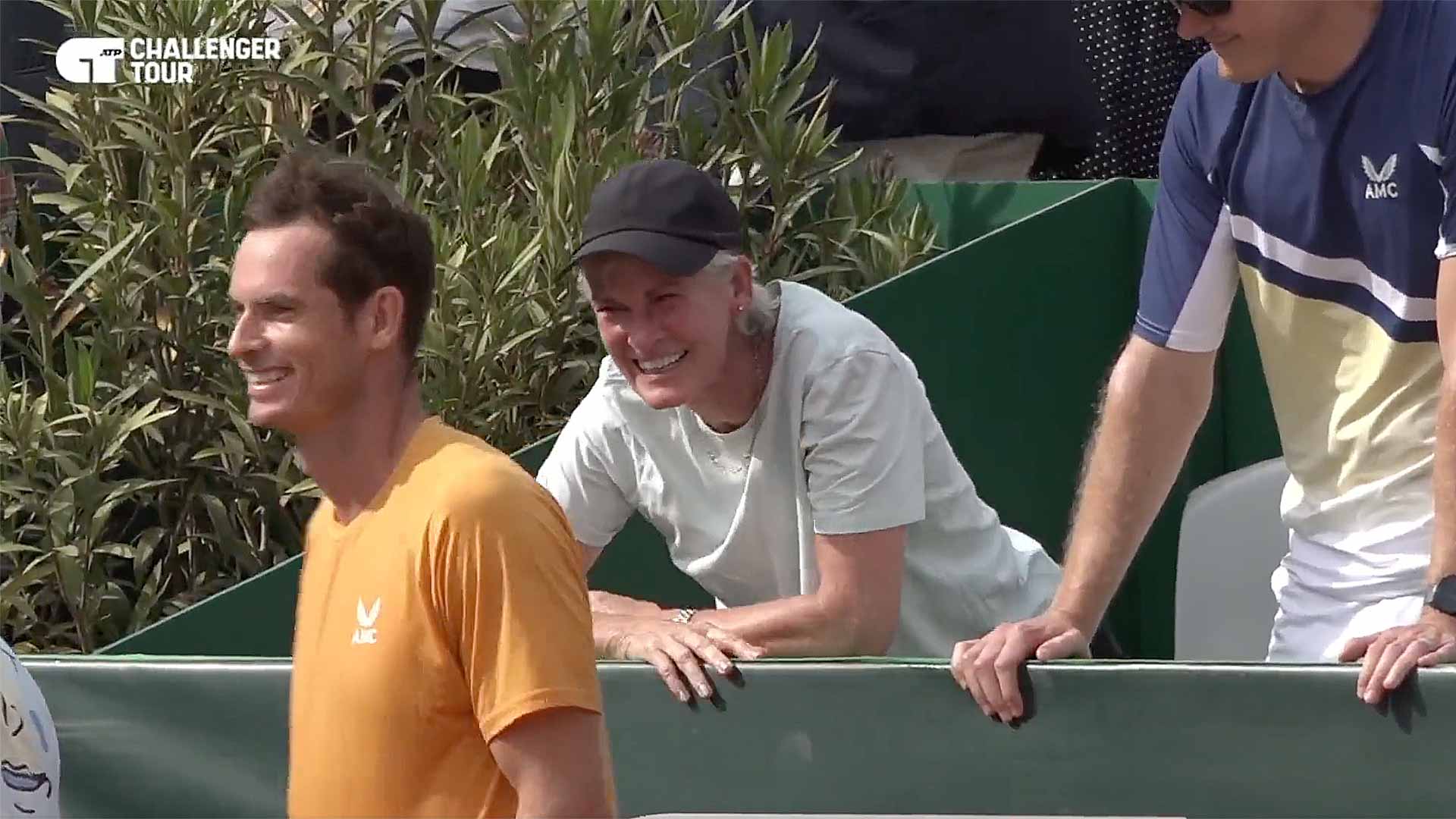 Andy Murray and Judy Murray celebrate Andy's Aix-en-Provence triumph on Sunday.