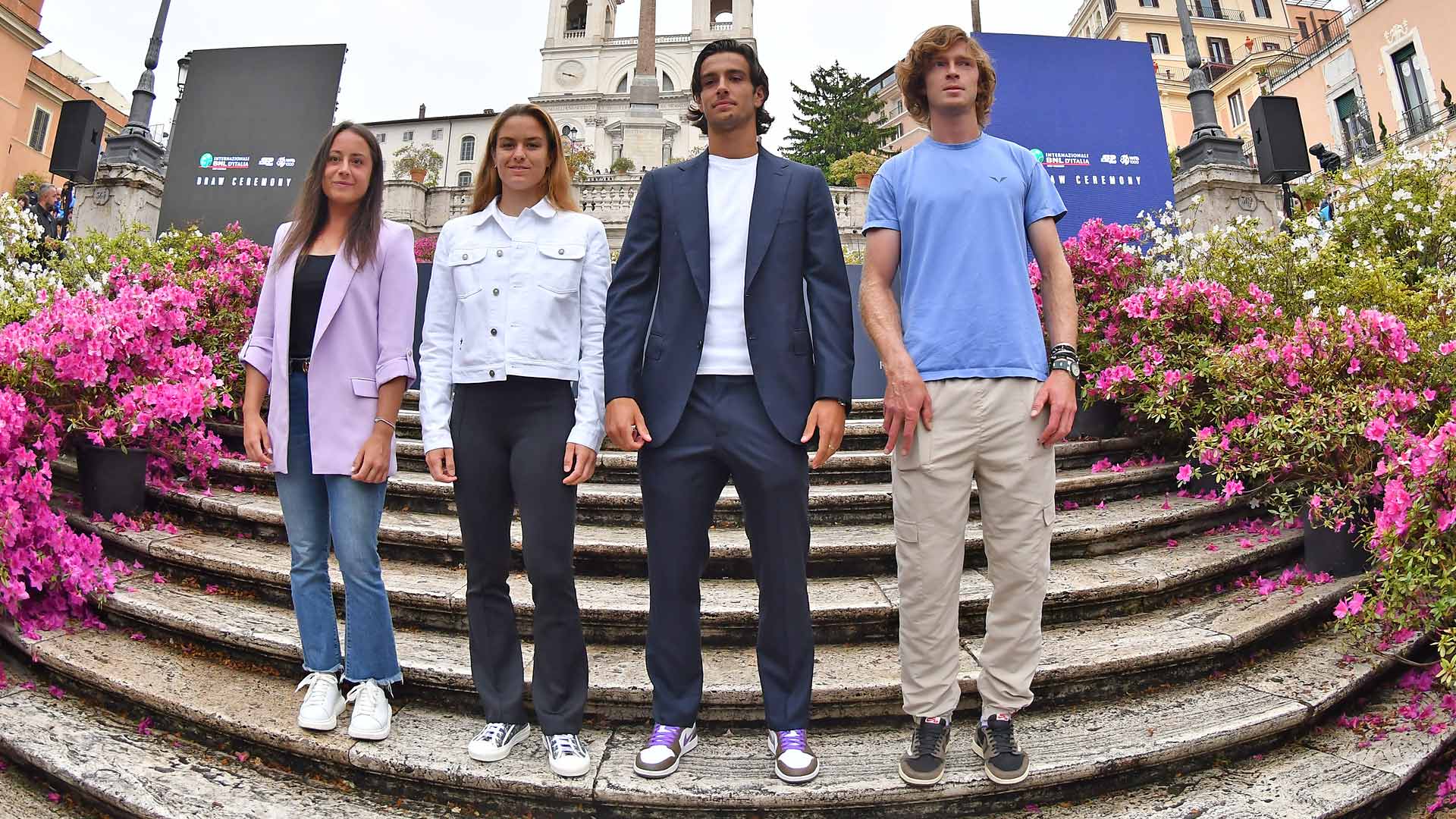 Elisabetta Cocciaretto, Maria Sakkari, Lorenzo Musetti and Andrey Rublev