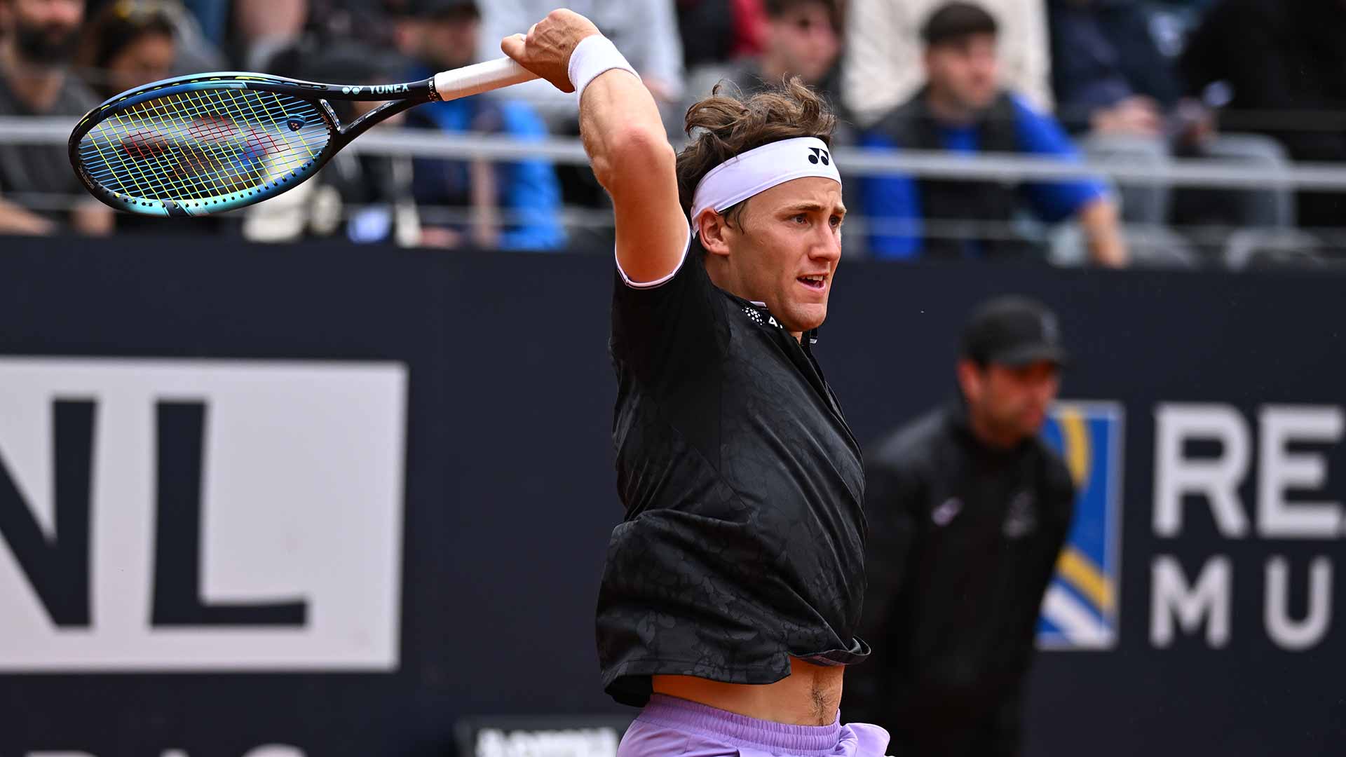 Casper Ruud in action on Tuesday in Rome.