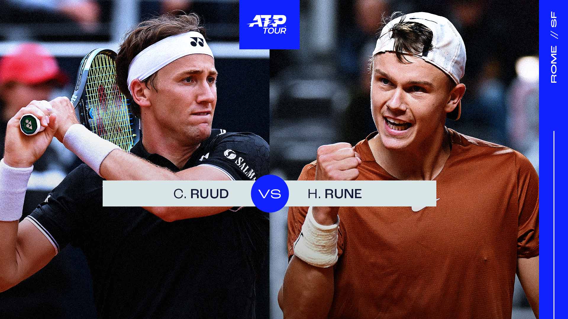 Casper Ruud and Holger Rune will meet on Saturday in the semi-finals in Rome.