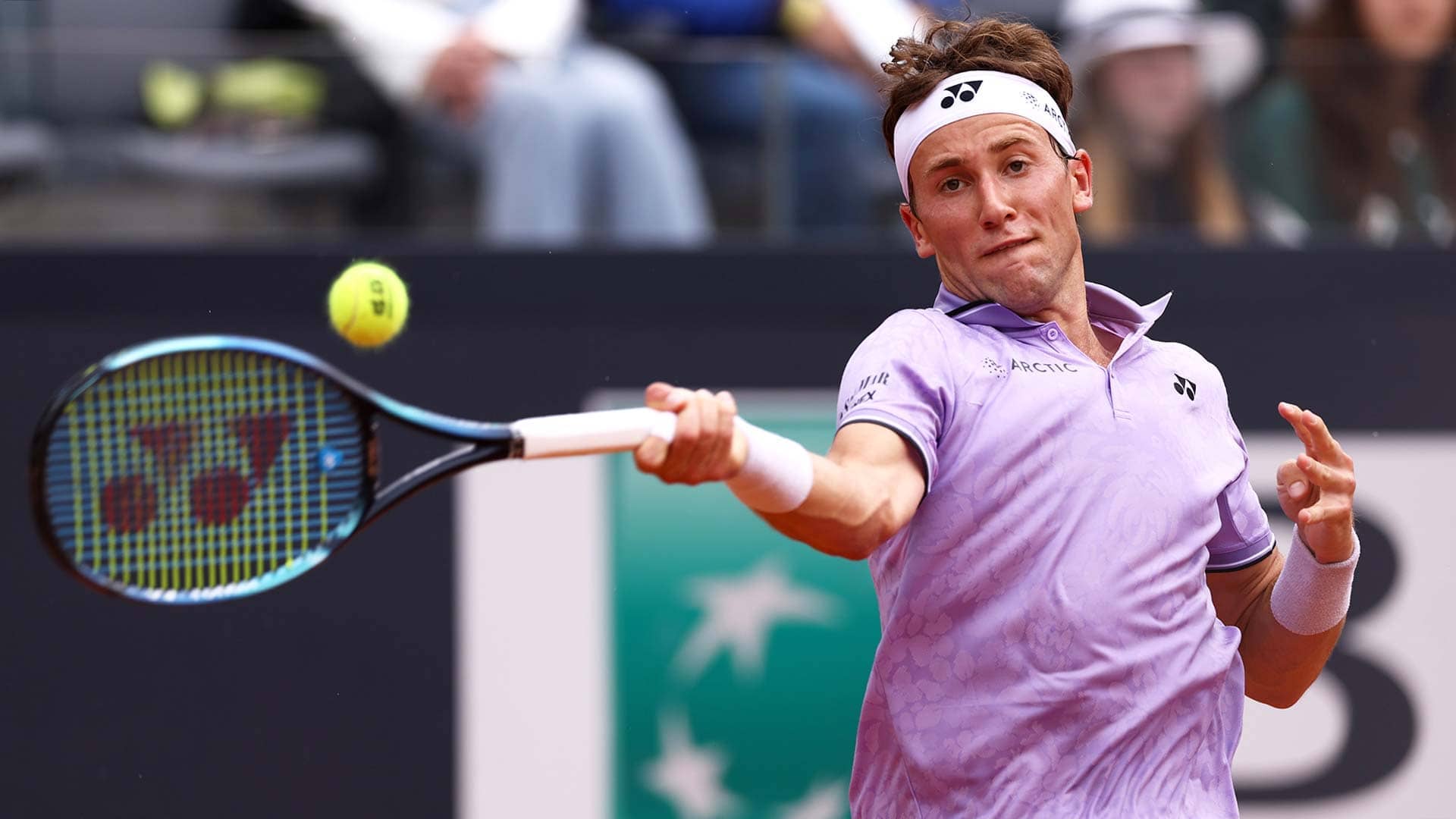 Casper Ruud in action on Saturday in Rome.