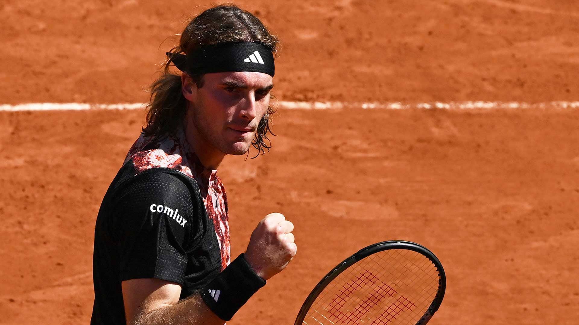 Stefanos Tsitsipas in action on Wednesday in Paris.