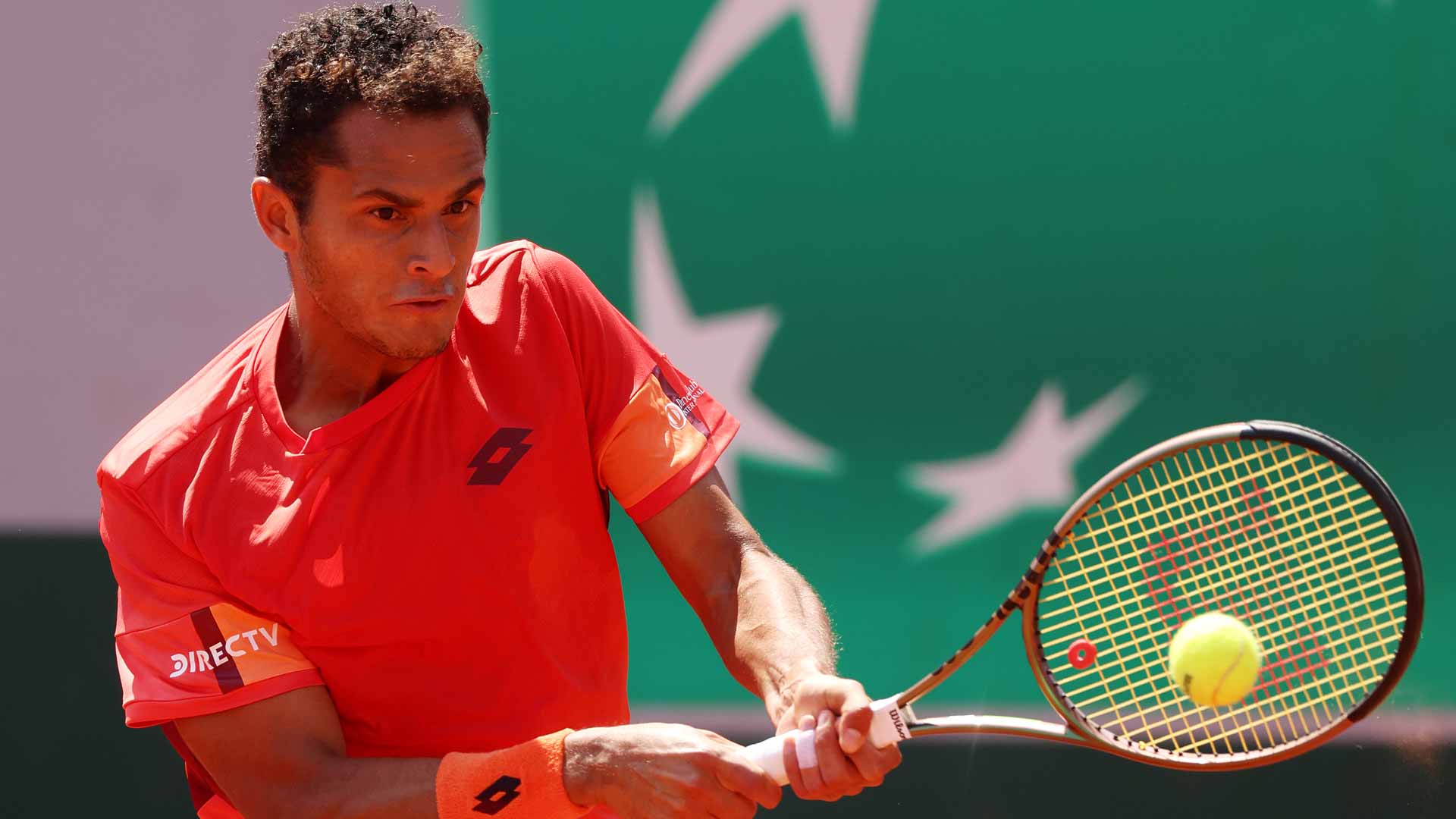Juan Pablo Varillas in action at Roland Garros.