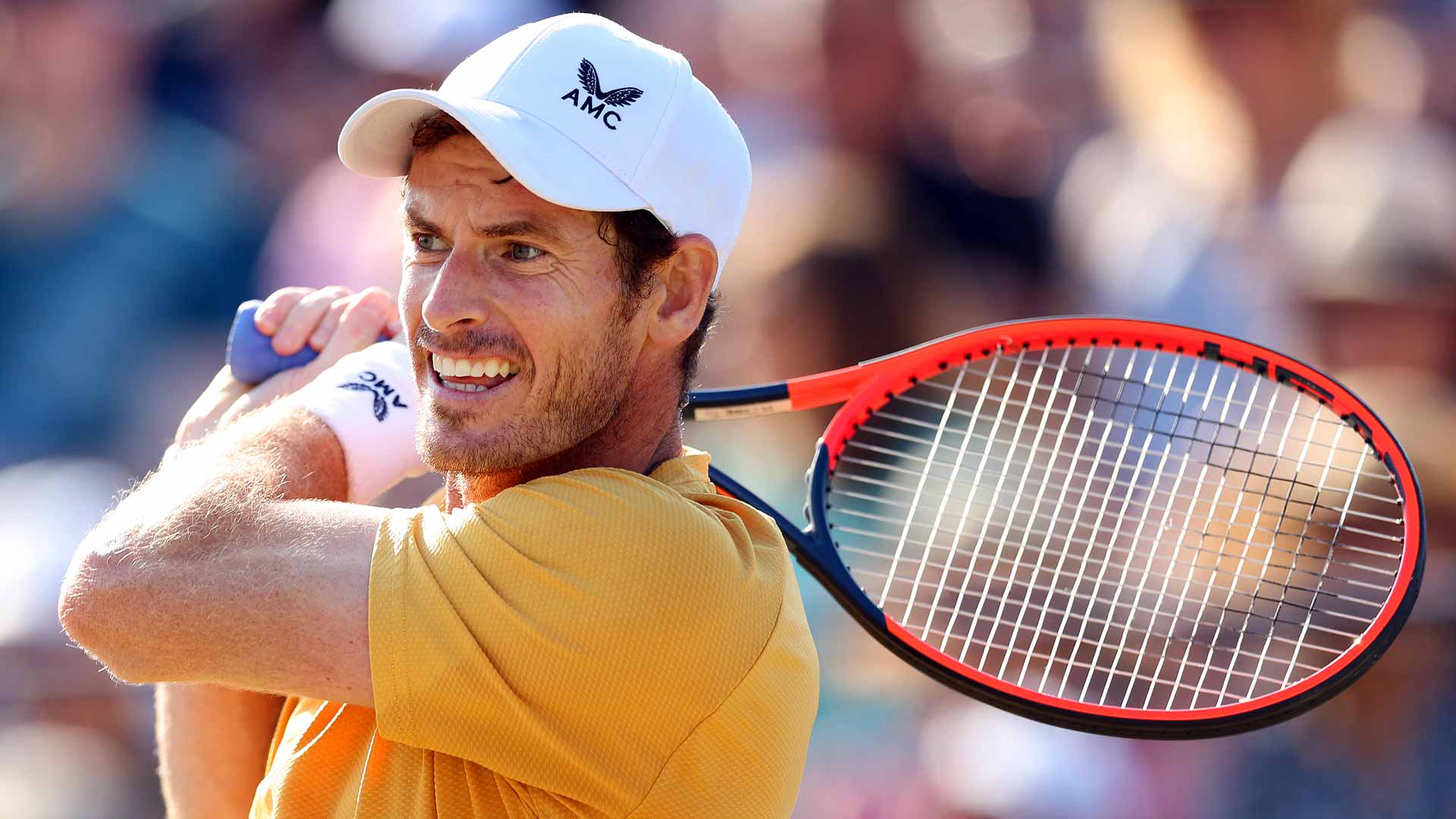 Andy Murray in action at the Lexus Surbiton Trophy.