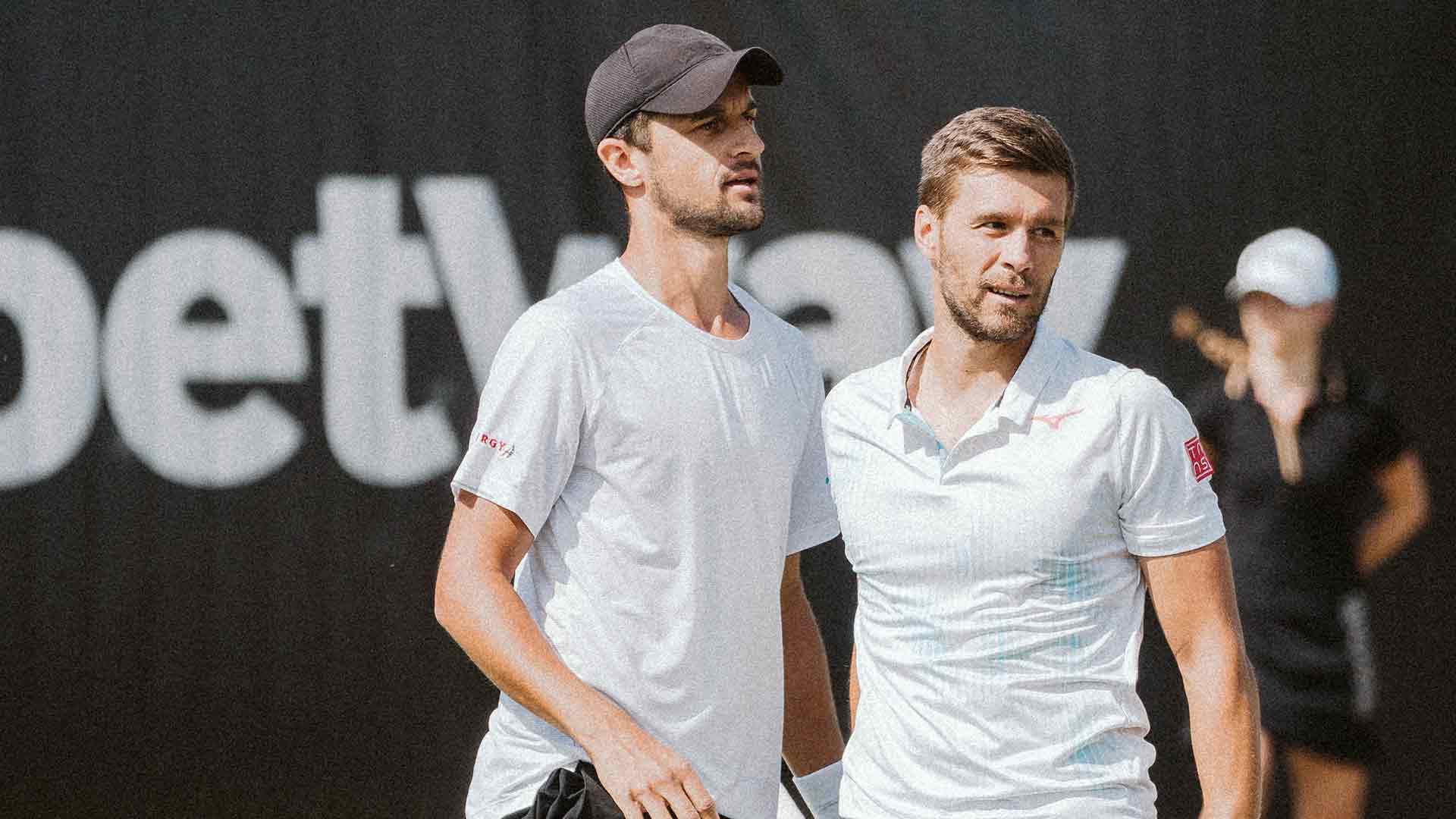 Mate Pavic and Nikola Mektic in action on Thursday in Stuttgart.