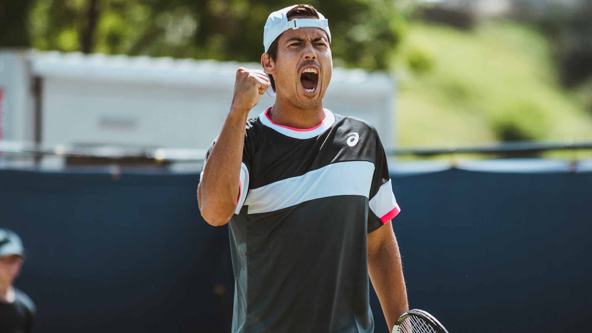 Jason Kubler celebrates winning the ATP Challenger Tour 125 event in Ilkley.