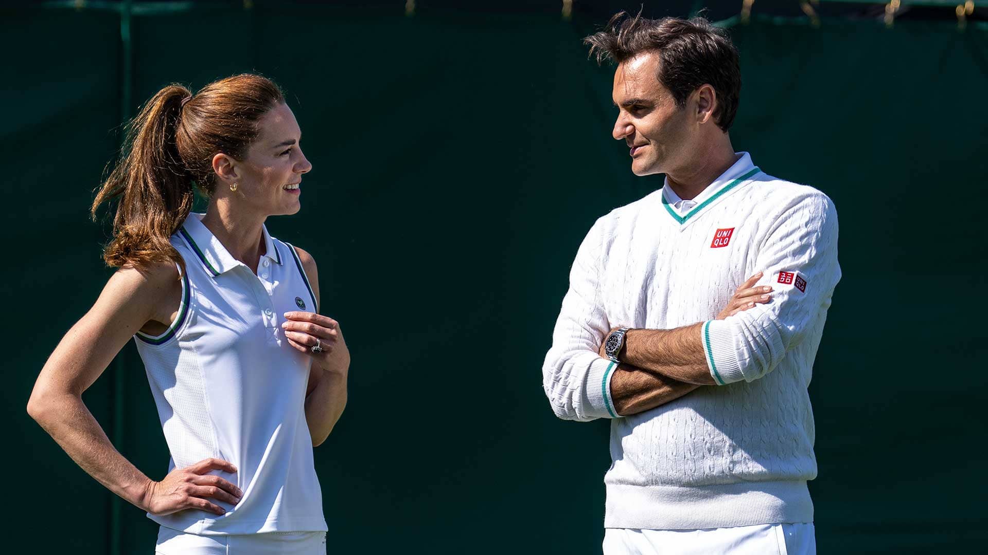 Princess of Wales Kate Middleton and Roger Federer spend time at Wimbledon.