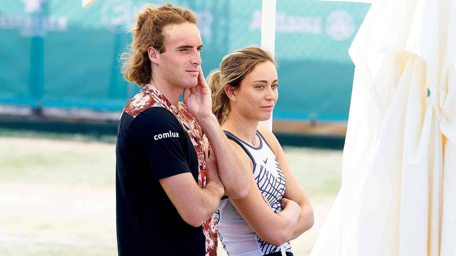 Stefanos Tsitsipas and Paula Badosa on Monday at the Mallorca Championships.