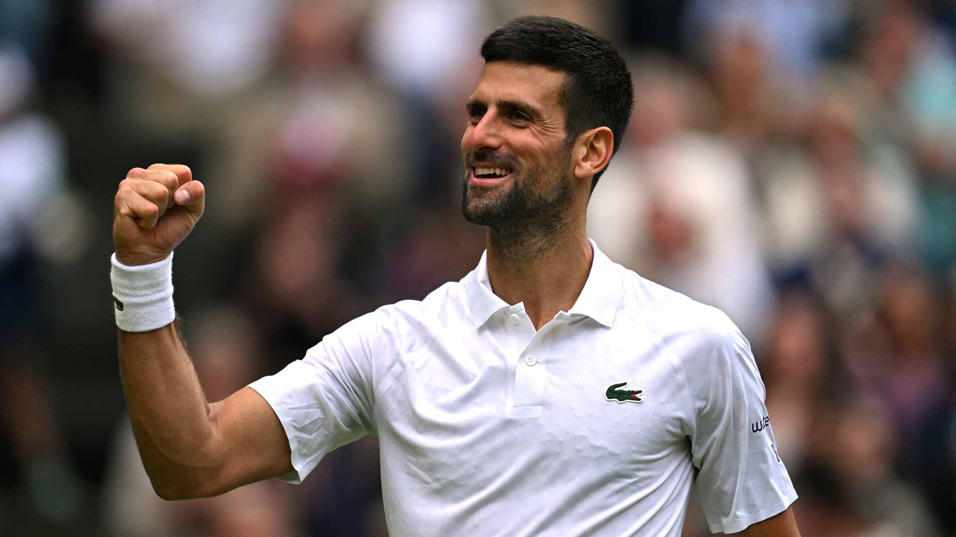 Novak Djokovic during Tuesday's quarter-final action at Wimbledon.