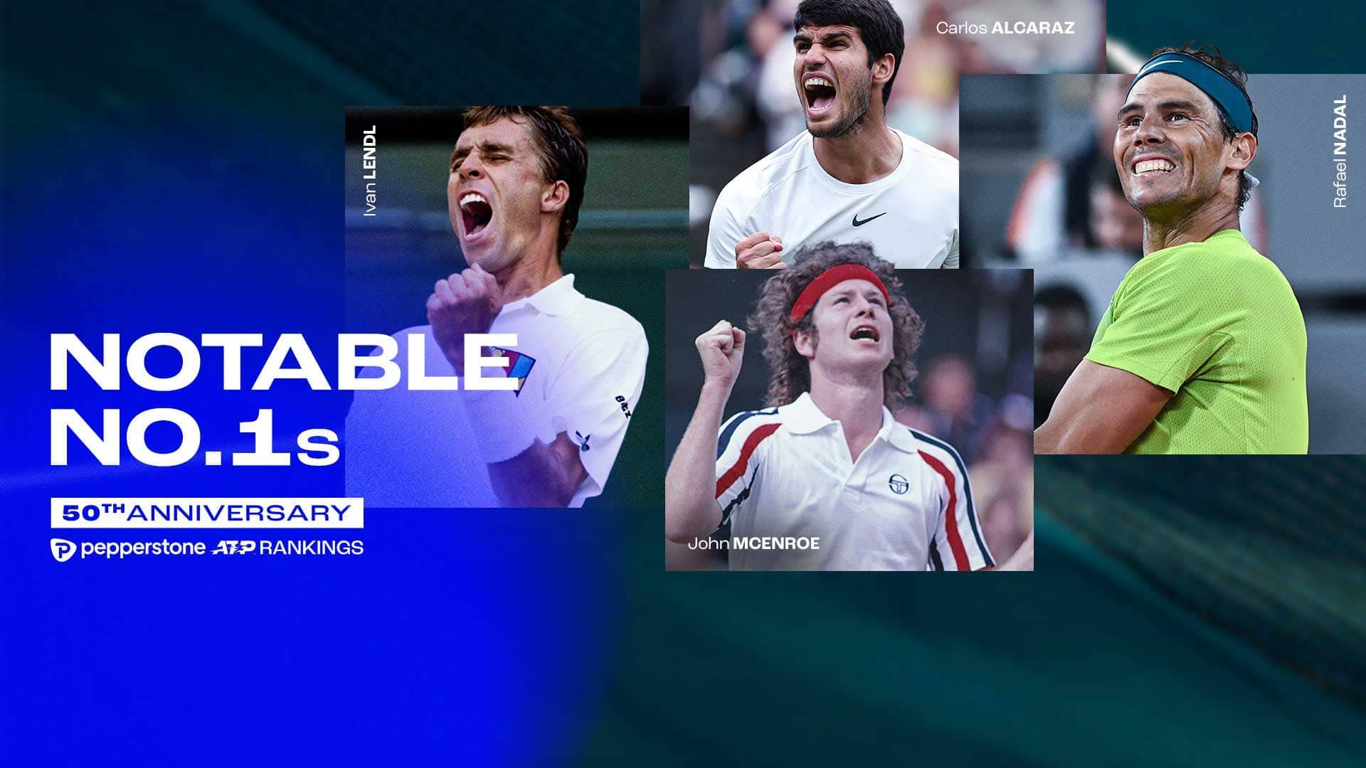 Notable No. 1s in the 50-year history of the Pepperstone ATP Rankings.