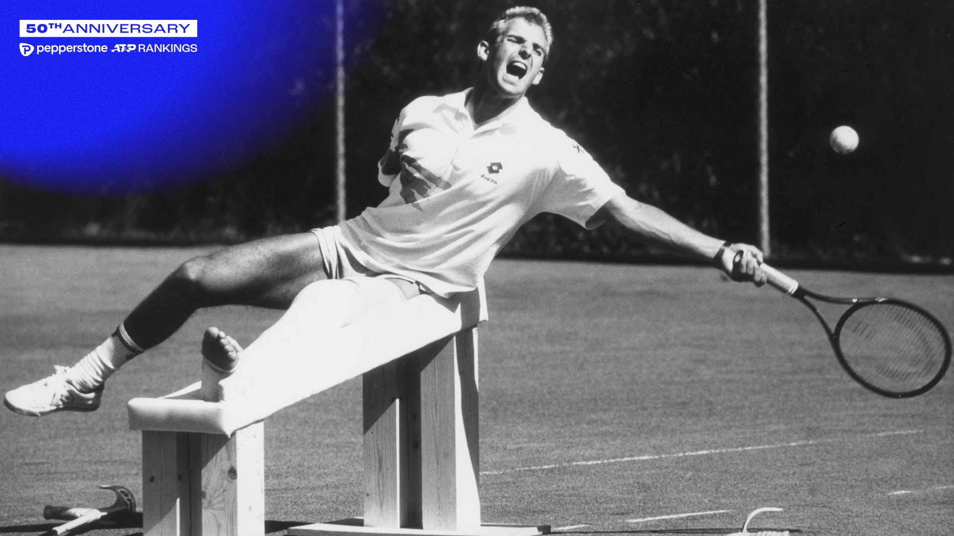 Thomas Muster photographed in 1989 showing his commitment to returning to the top of the men's game.