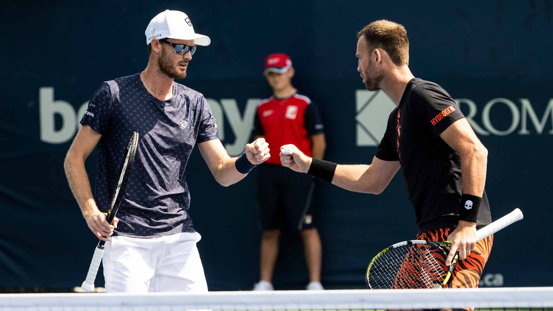 Jamie Murray and Michael Venus in action Tuesday at the National Bank Open Presented by Rogers.