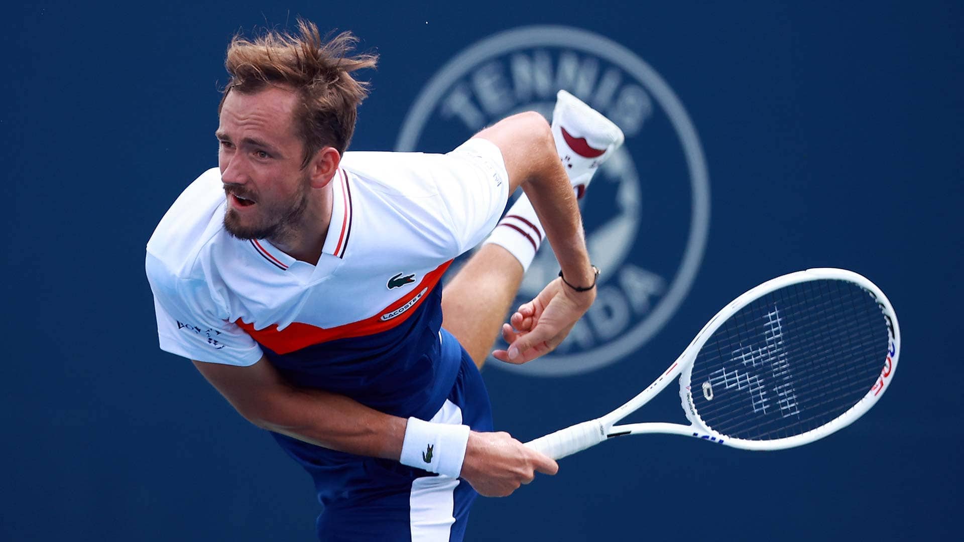 Daniil Medvedev in action on Wednesday in Toronto.