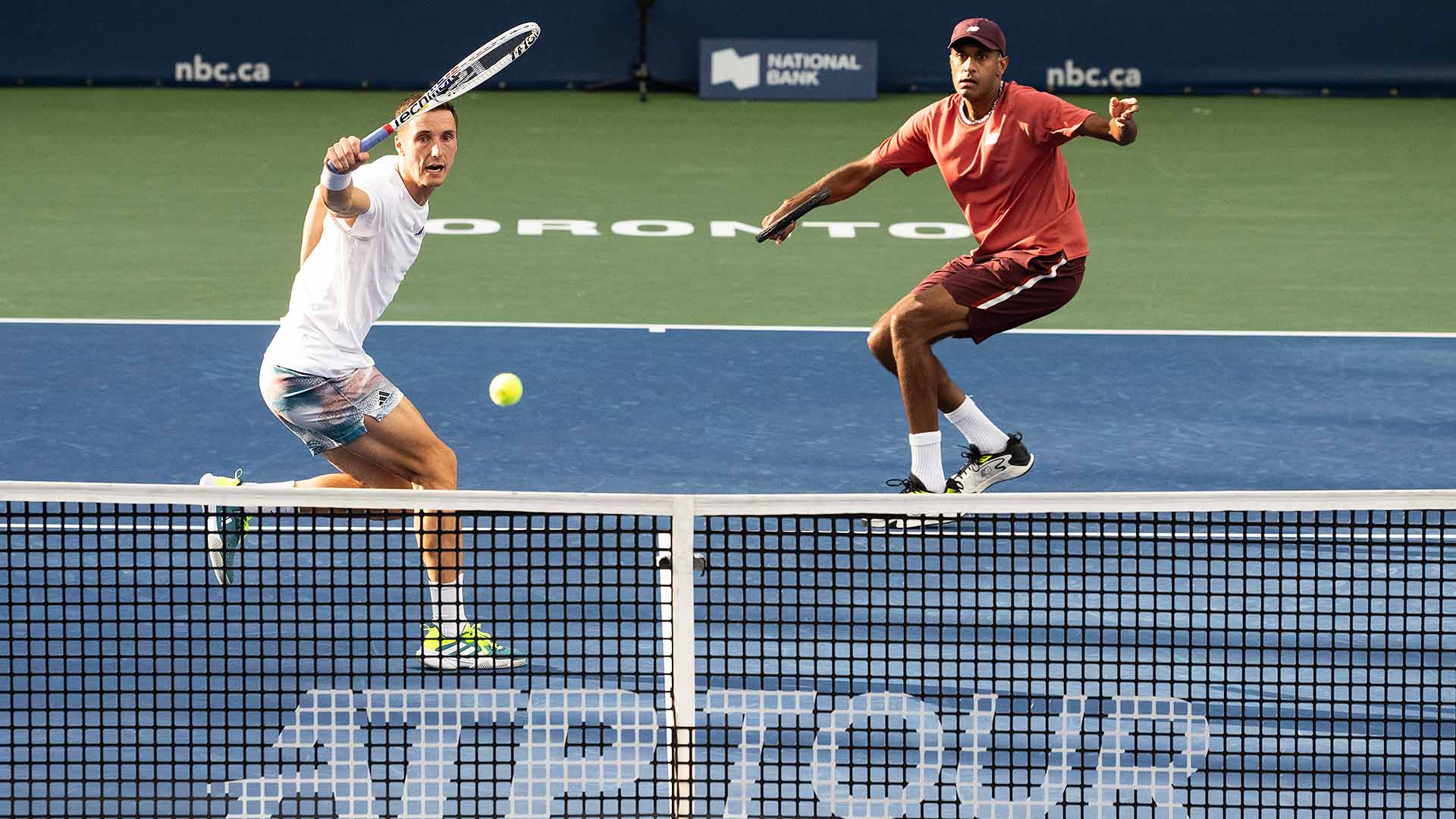 <a href='https://www.atptour.com/en/players/joe-salisbury/so70/overview'>Joe Salisbury</a> and <a href='https://www.atptour.com/en/players/rajeev-ram/r548/overview'>Rajeev Ram</a> advance to the Toronto doubles final.