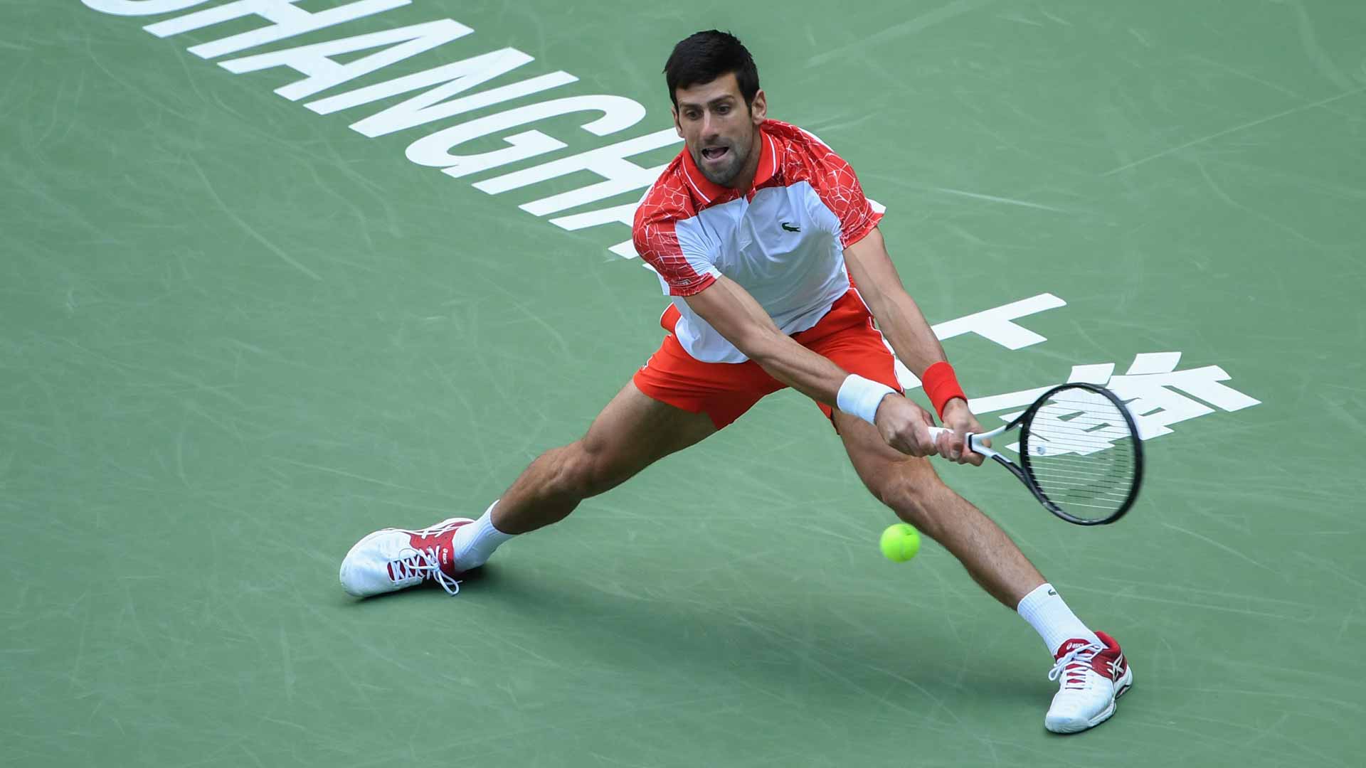 Novak Djokovic at the Shanghai Rolex Masters in 2018.