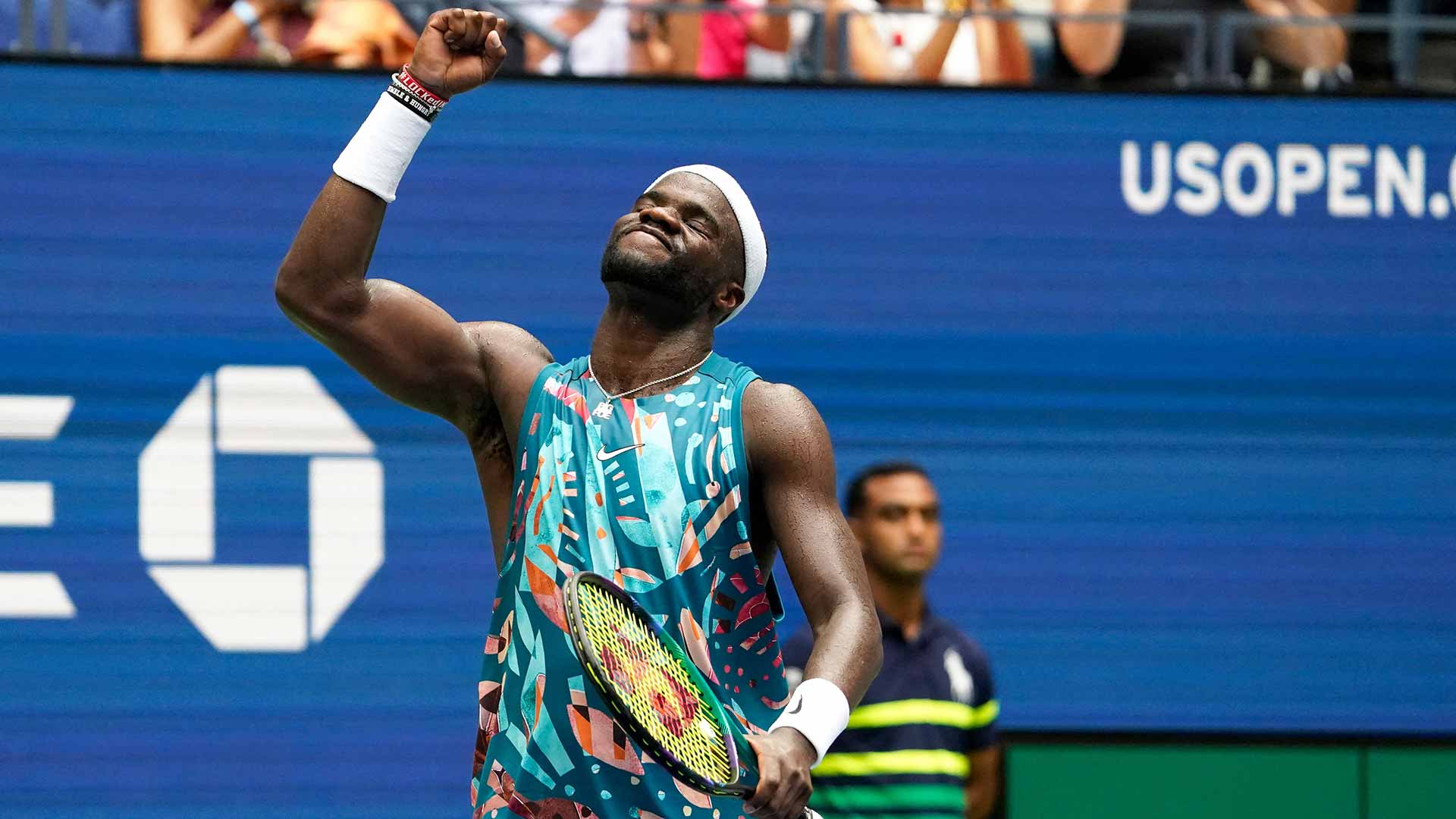 Frances Tiafoe in action on Monday at the US Open.