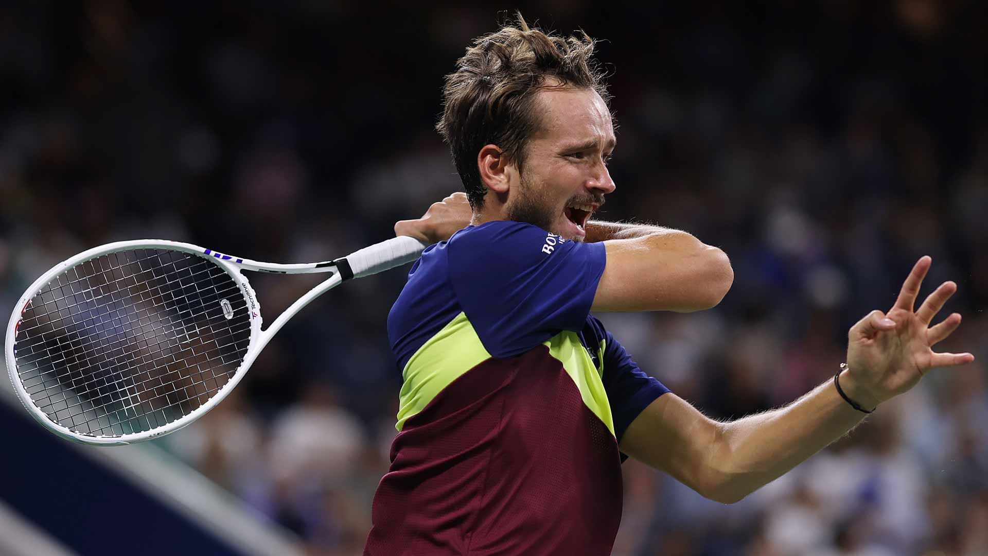 Daniil Medvedev in action Thursday at the US Open.