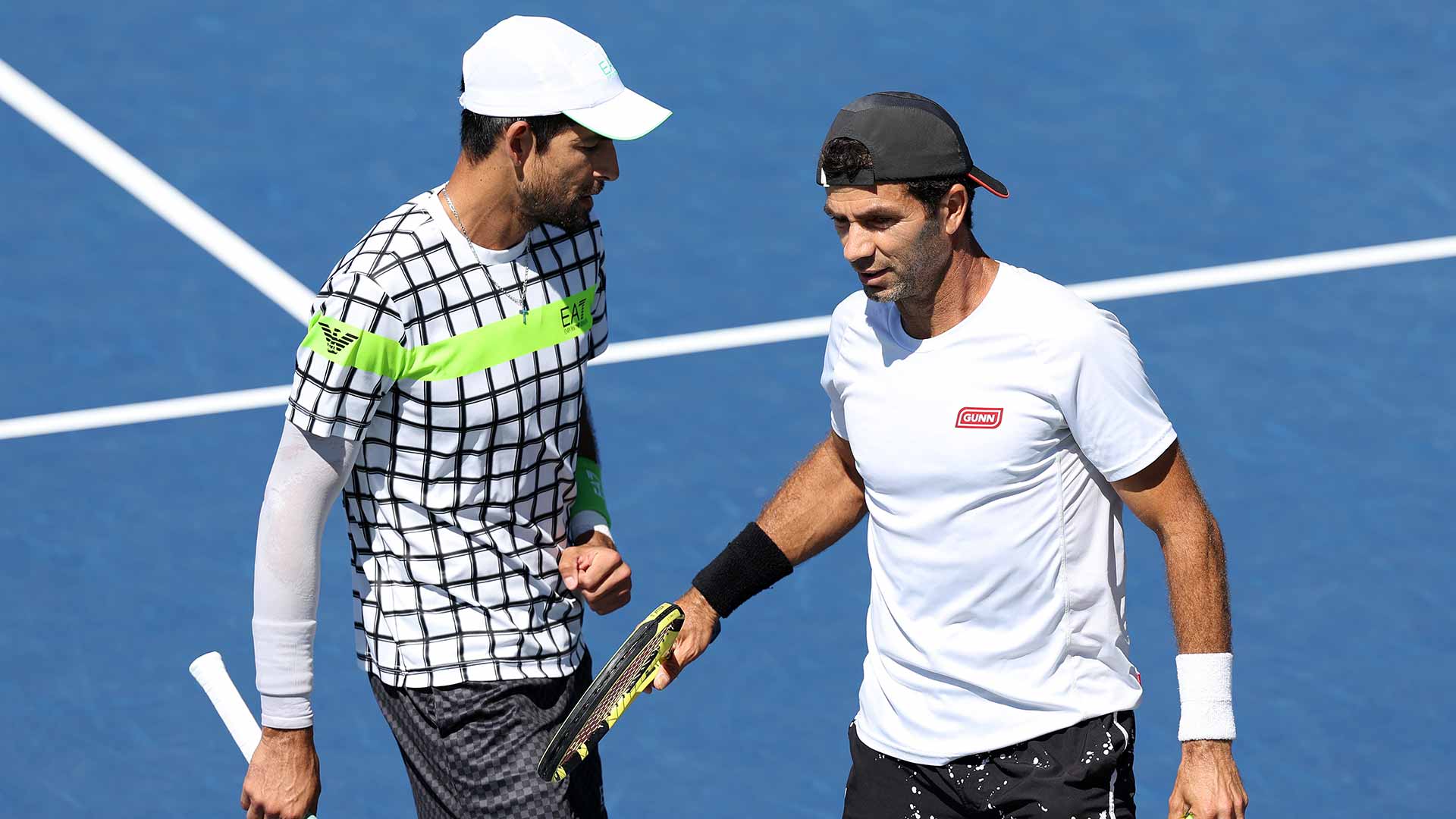 Marcelo Arevalo and Jean-Julien Rojer in action on Friday in New York.