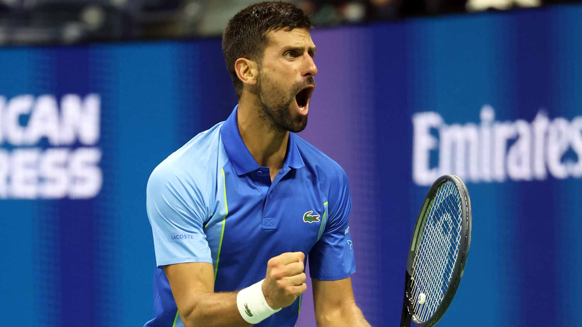 Novak Djokovic in action Friday at the US Open.