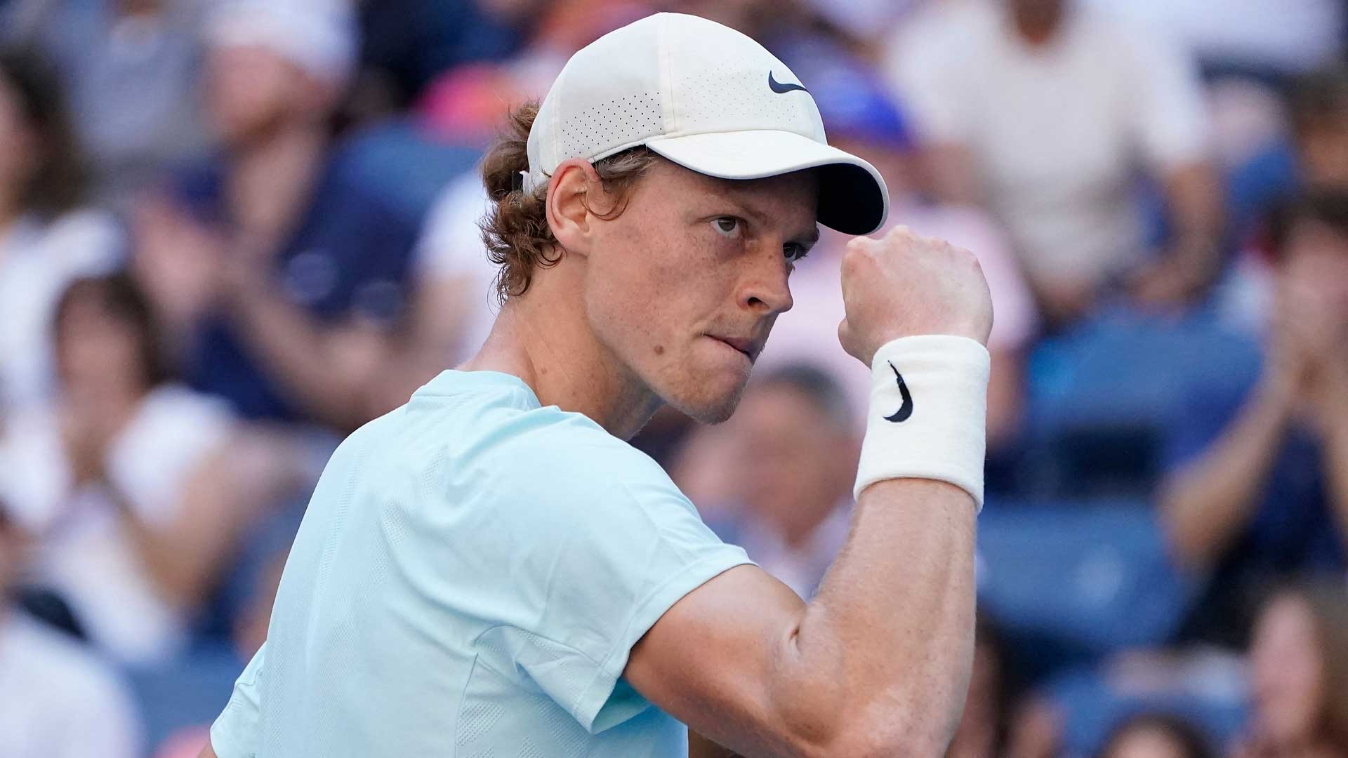 Jannik Sinner reacts during his third-round clash against Stan Wawrinka on Saturday at the US Open.