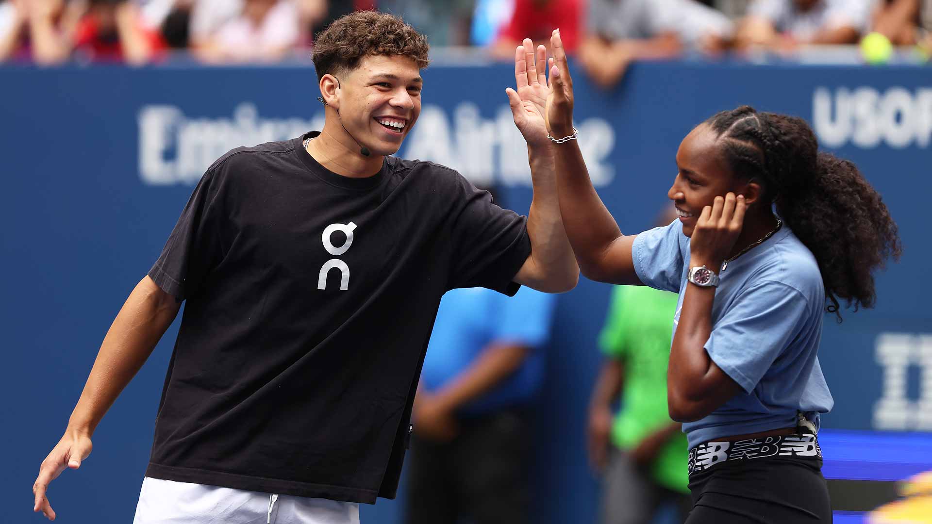 Ben Shelton y Coco Gauff entretienen a la grada de Nueva York durante el Arthur Ashe Kids' Day.