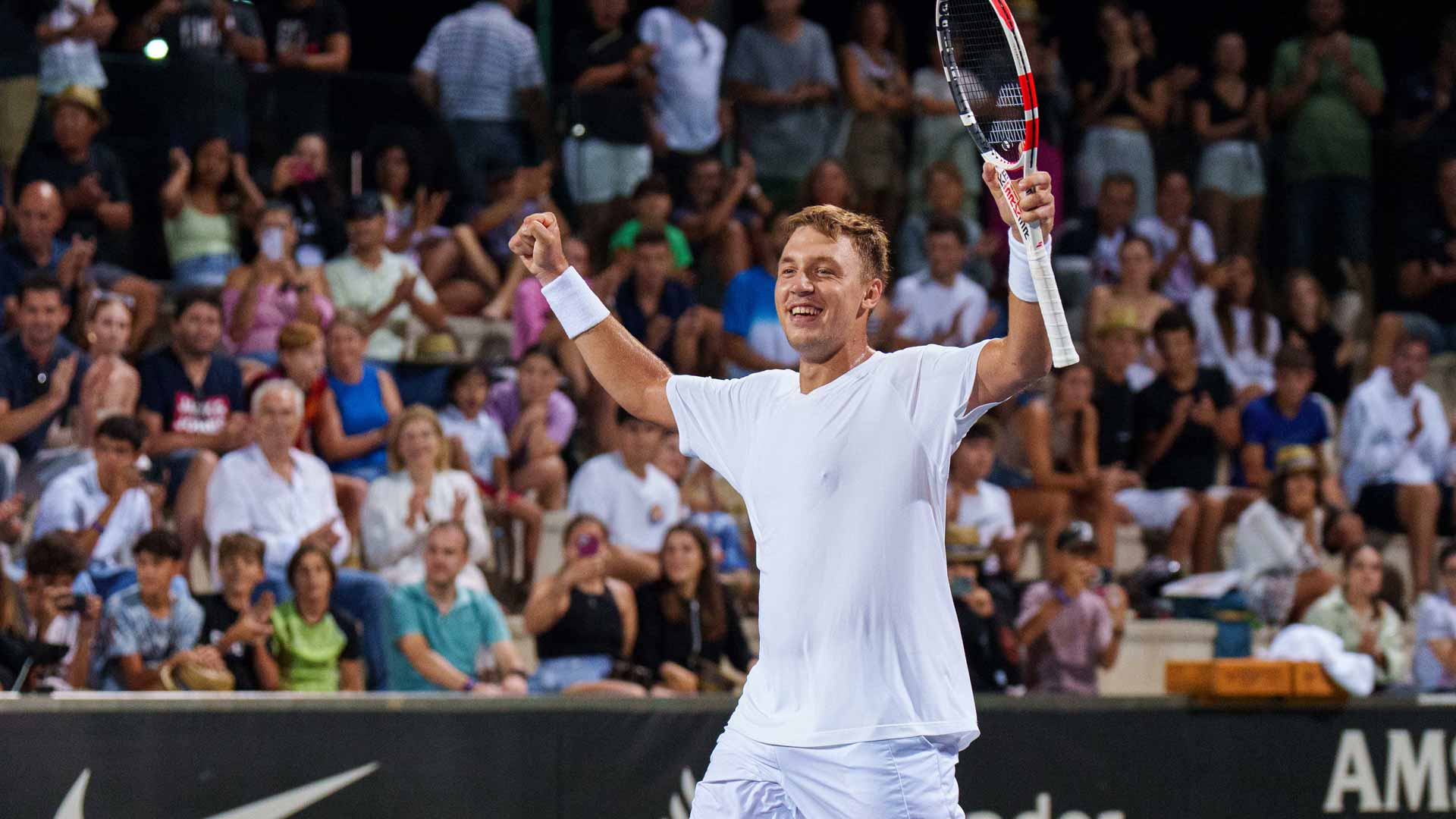 Hamad Medjedovic celebrates winning the Mallorca Challenger.