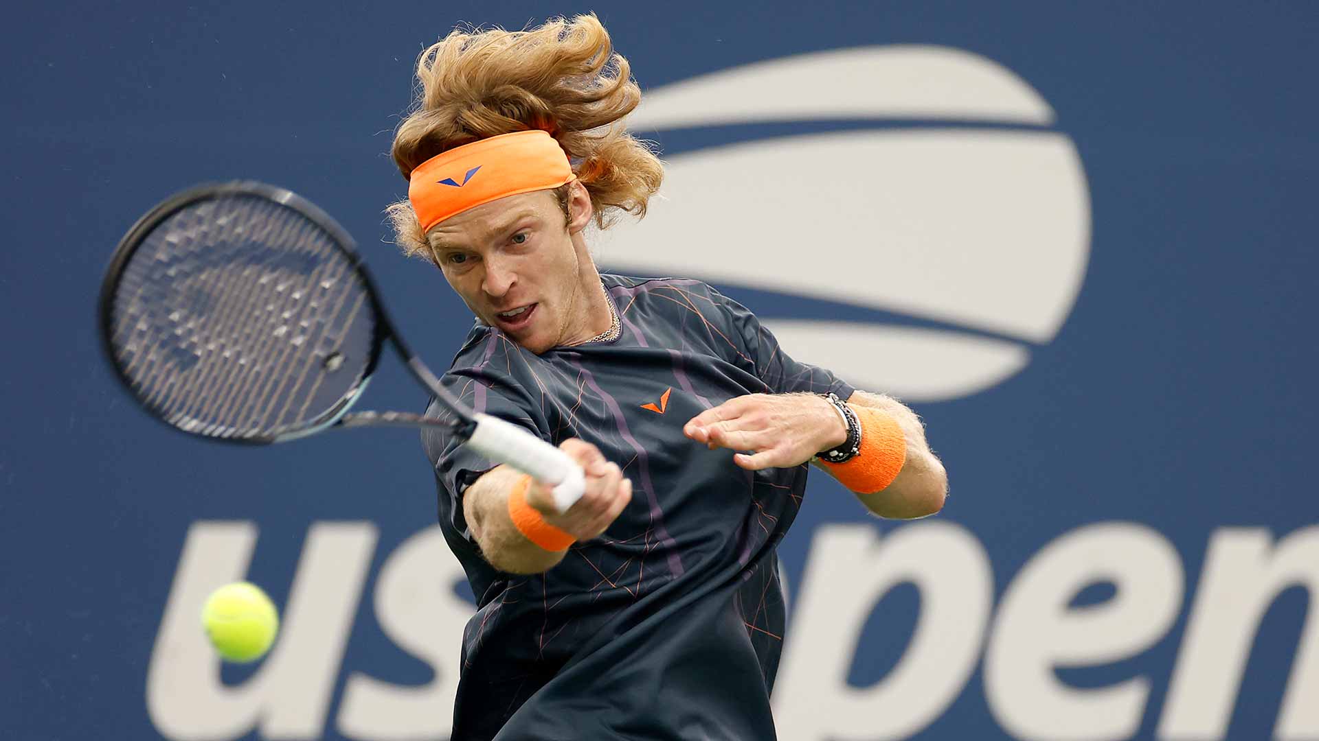 Andrey Rublev in action on Monday in New York.