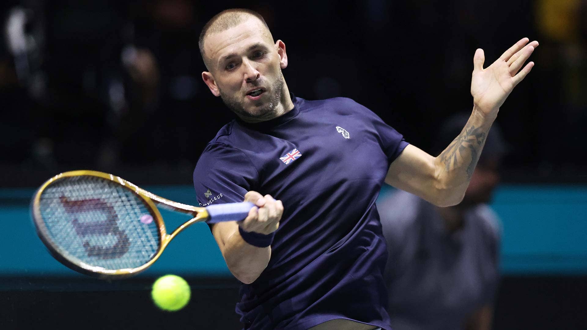 Daniel Evans in action on Wednesday in Manchester.