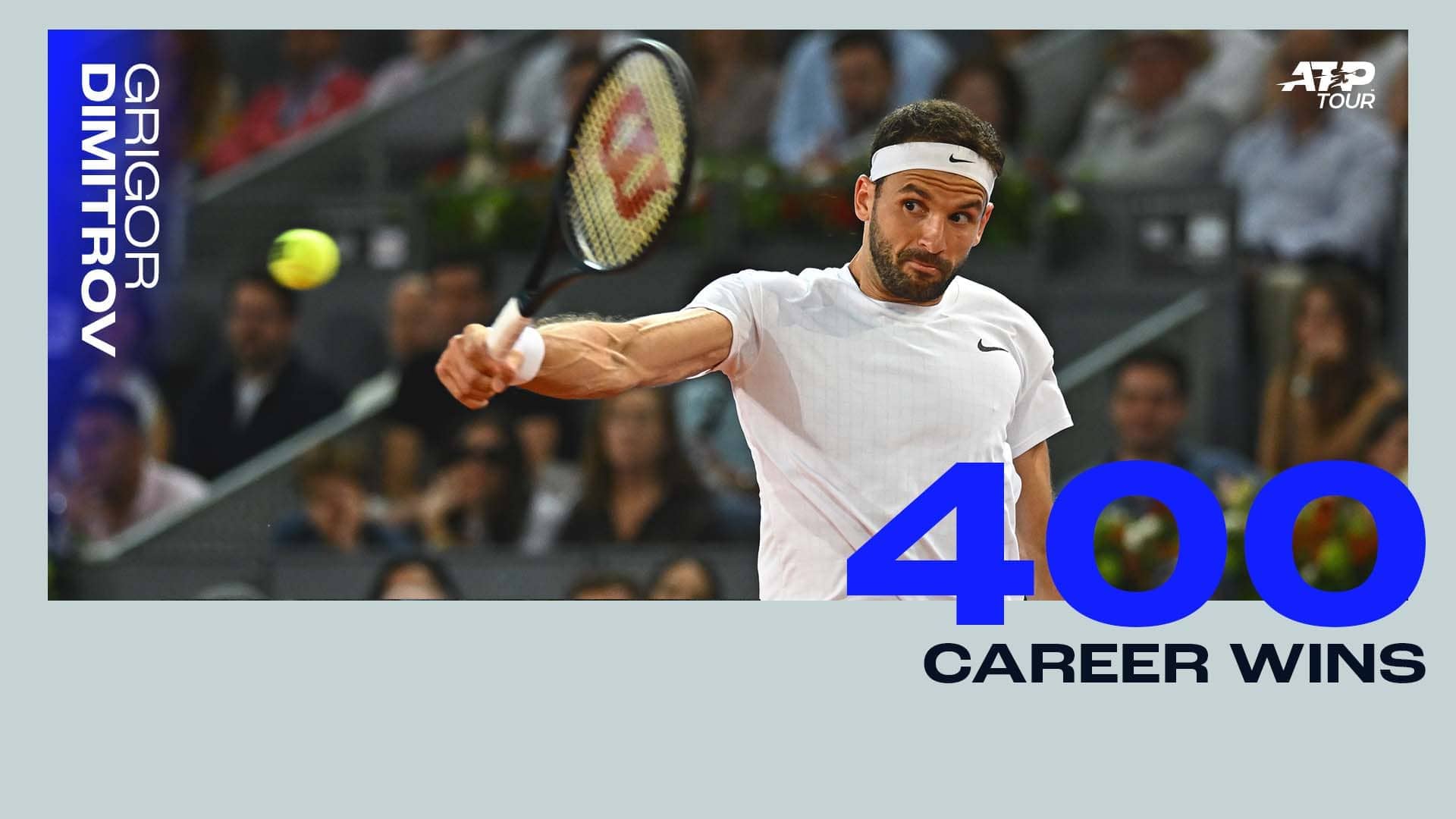 Grigor Dimitrov ostenta un balance de 400-268 en el circuito profesional.