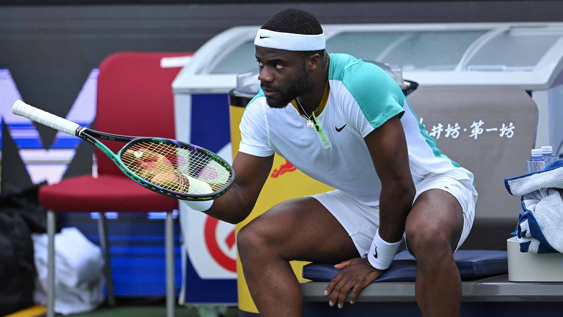 Tenth seed Frances Tiafoe was locked in a final-set battle with Lorenzo Sonego when rain forced the match to be suspended.
