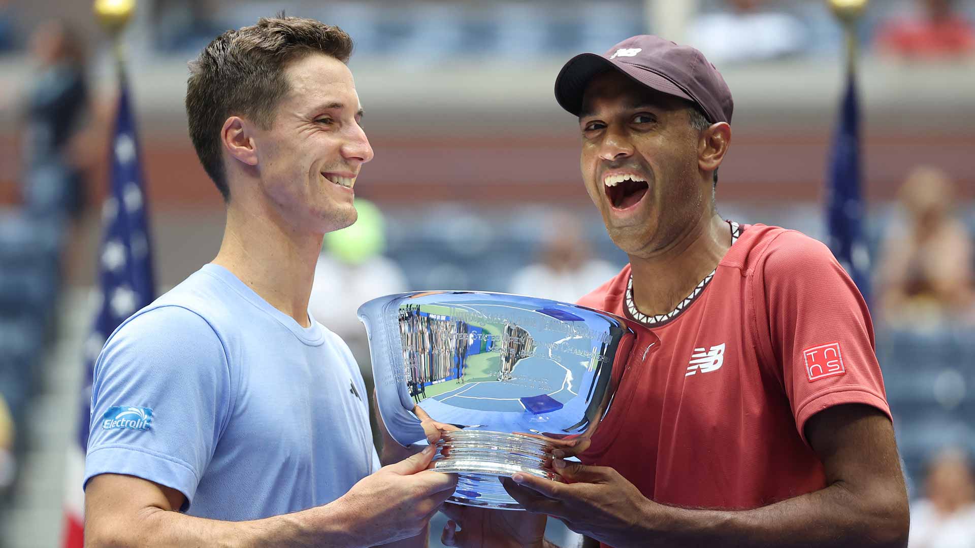 <a href='https://www.atptour.com/en/players/joe-salisbury/so70/overview'>Joe Salisbury</a> and <a href='https://www.atptour.com/en/players/rajeev-ram/r548/overview'>Rajeev Ram</a> are crowned champions at the 2023 <a href='https://www.atptour.com/en/tournaments/us-open/560/overview'>US Open</a>.