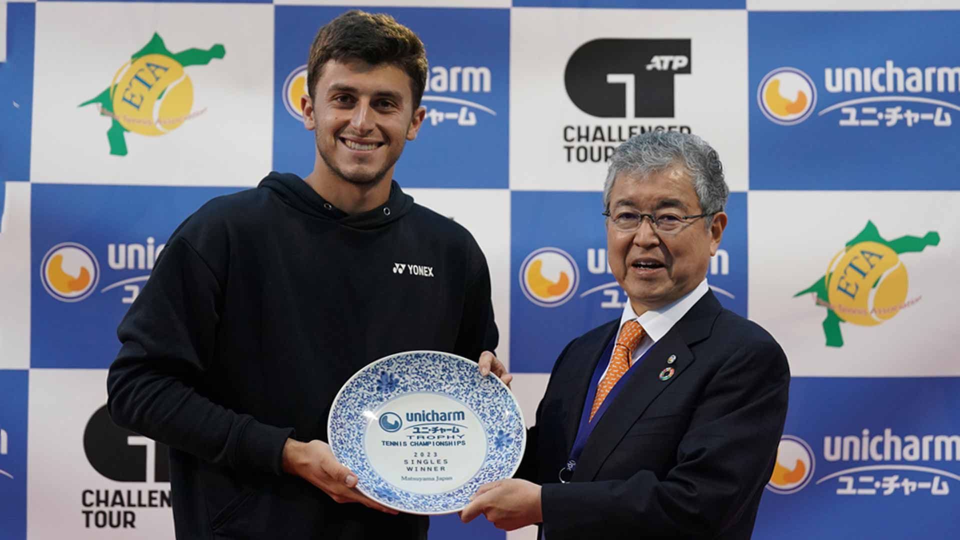 <a href='https://www.atptour.com/en/players/luca-nardi/n0bg/overview'>Luca Nardi</a> triumphs at the Matsuyama Challenger, his fifth title at that level.