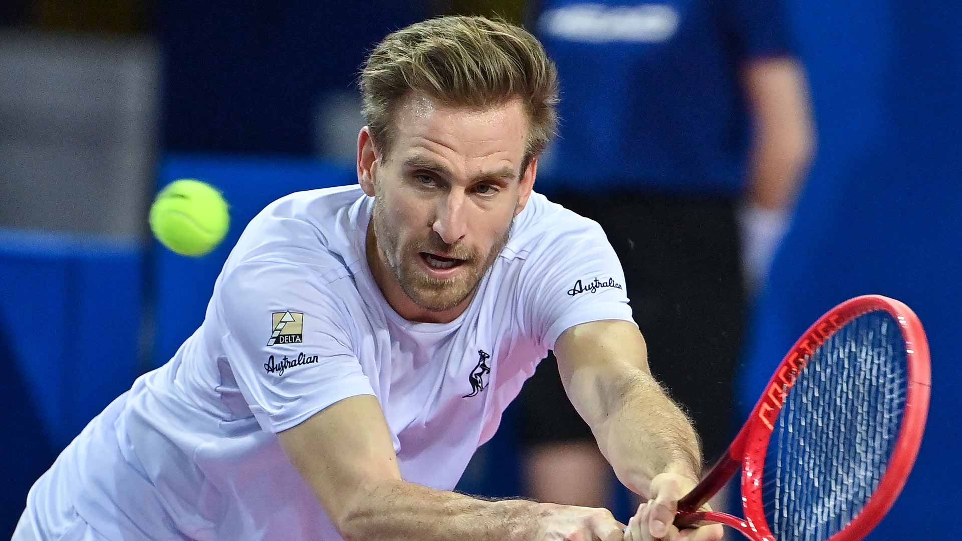 Peter Gojowczyk in action in Montpellier in 2021.
