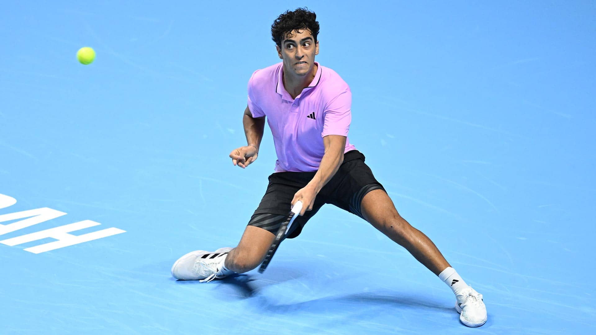 Abdullah Shelbayh plays Alex Michelsen in Jeddah on Wednesday.