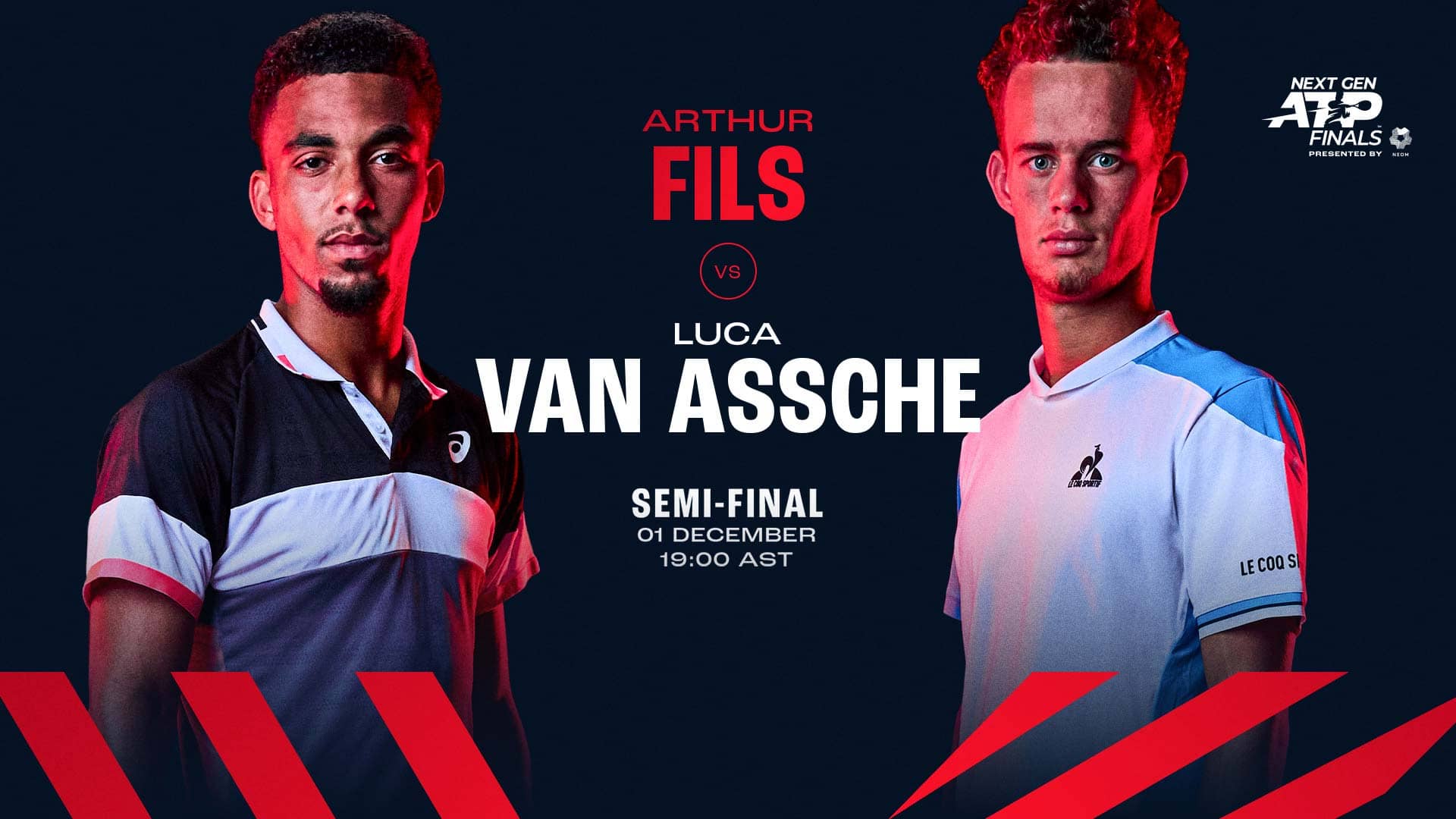 Los franceses Arthur Fils y Luca Van Assche disputarán su primer enfrentamiento Lexus ATP Head2Head el viernes en las semifinales de Jeddah.