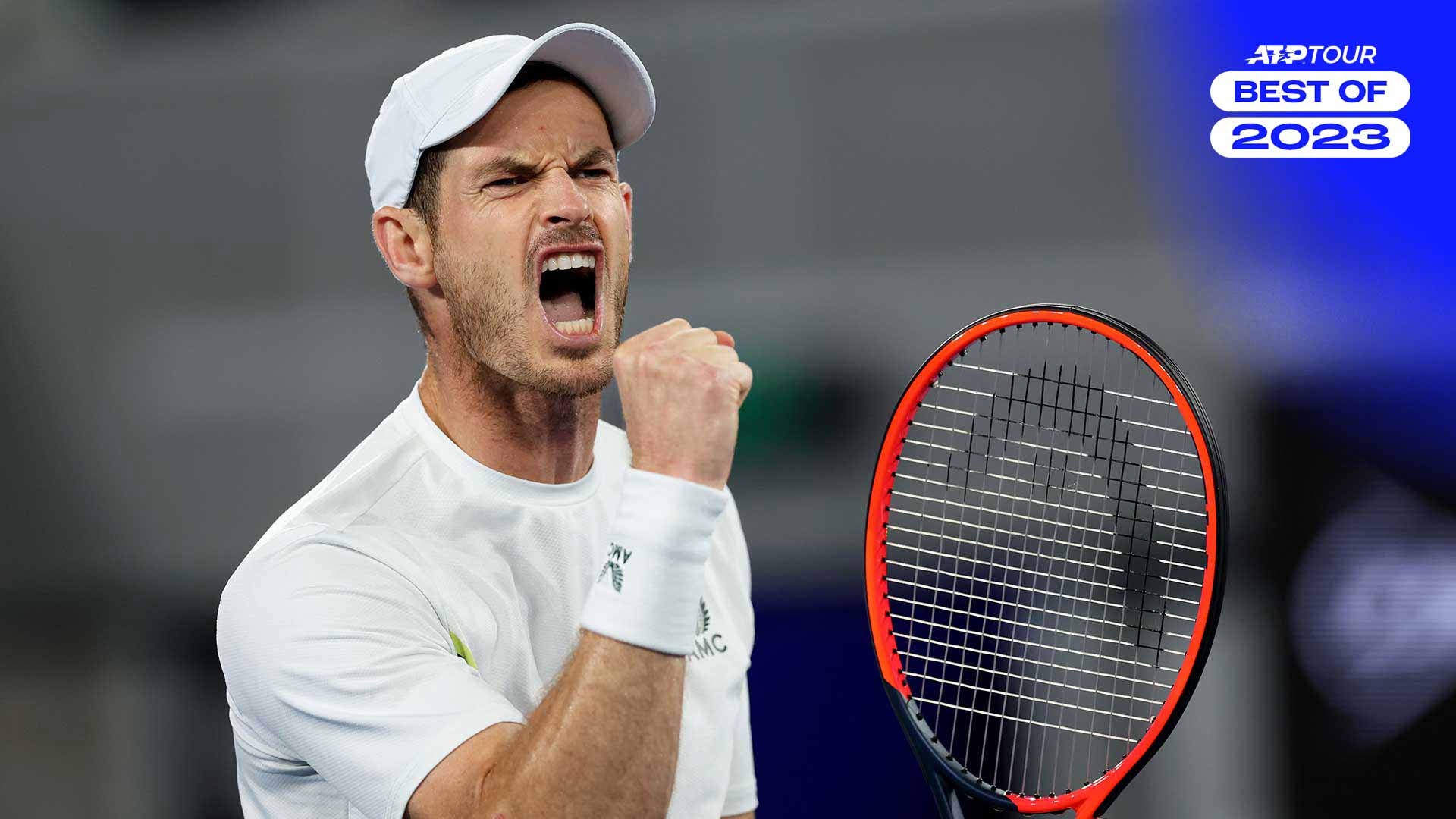 Andy Murray celebra su victoria ante Thanasi Kokkinakis en el Abierto de Australia 2023.