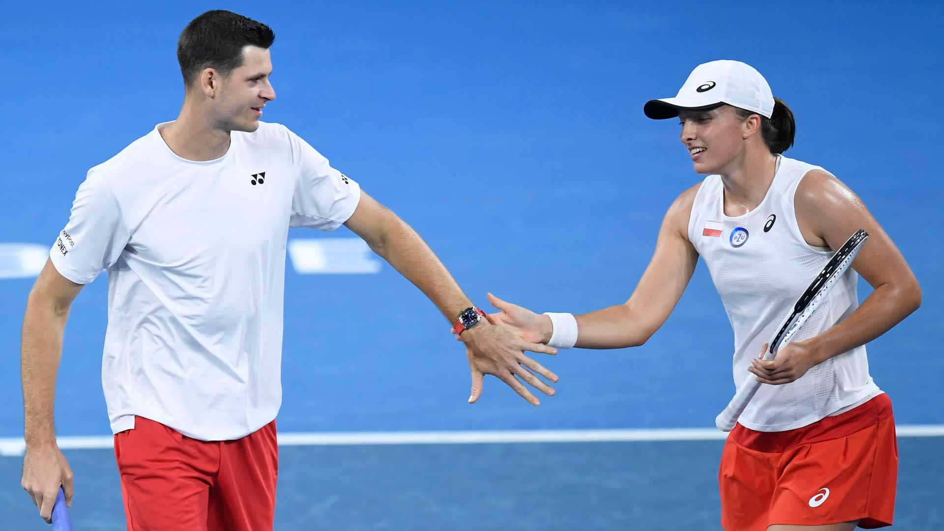 Hubert Hurkacz and Iga Swiatek in action at the United Cup.