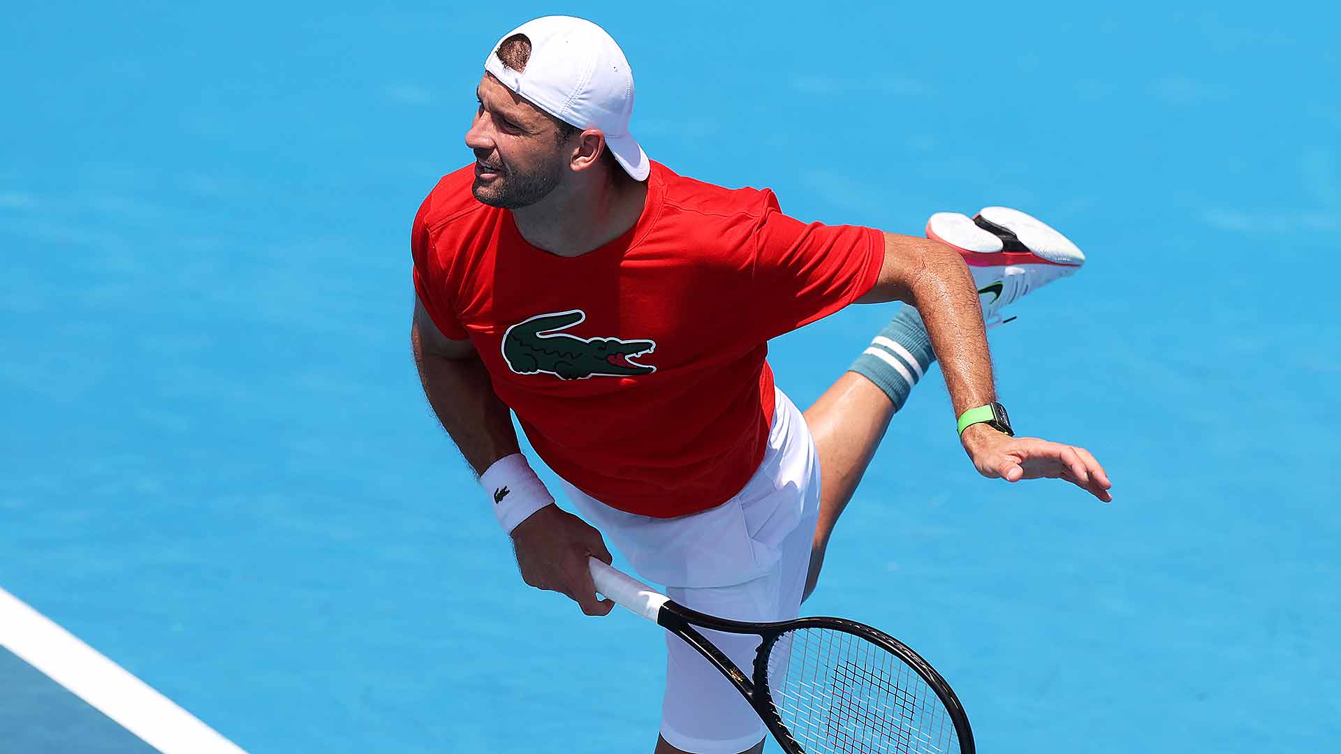 Grigor Dimitrov se prepara en Melbourne Park para el Abierto de Australia, donde llegó a semifinales en 2017.