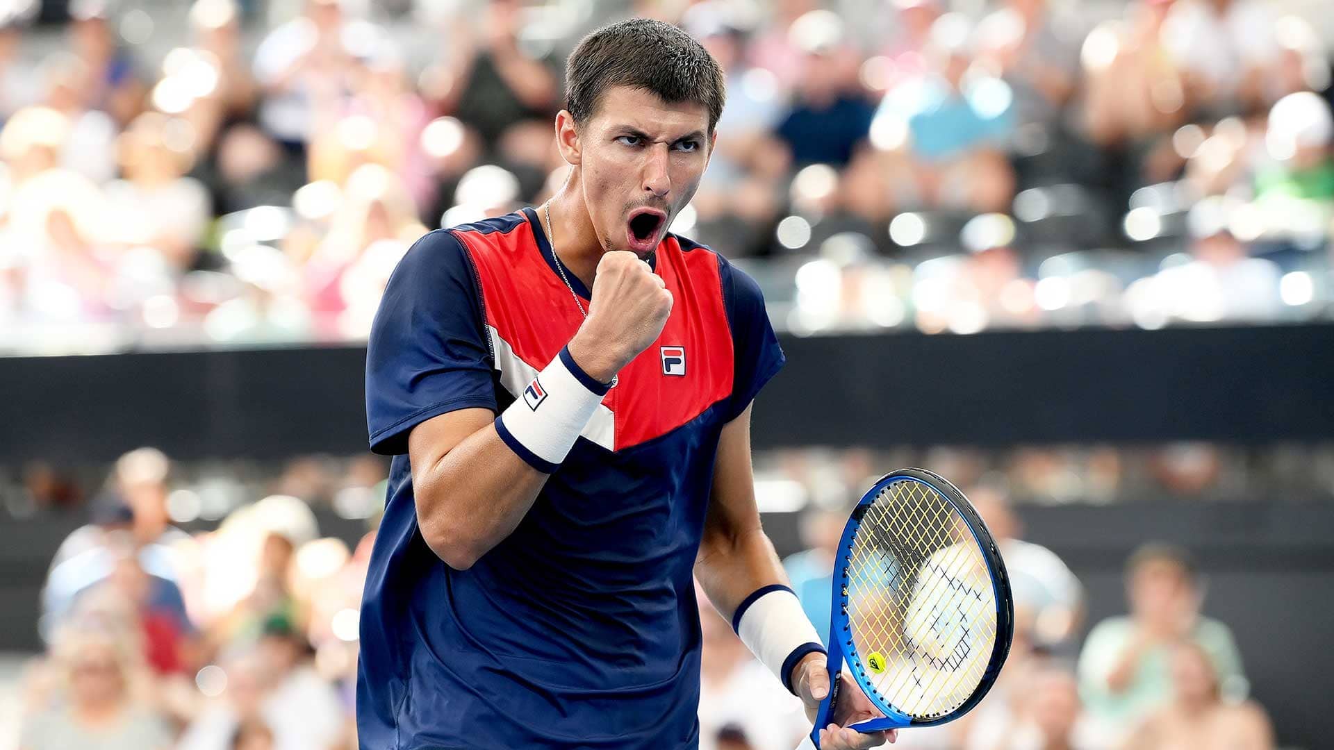 Alexei Popyrin plays Novak Djokovic on Rod Laver Arena on Wednesday in Melbourne.