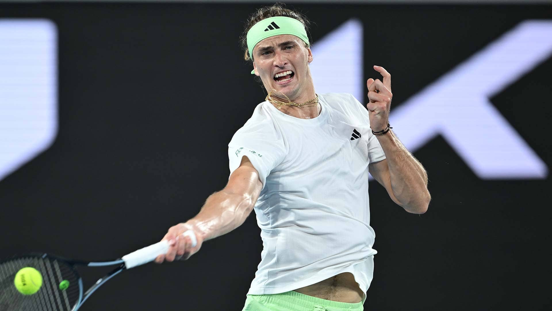 Alexander Zverev in action against Dominik Koepfer on Tuesday in Melbourne.