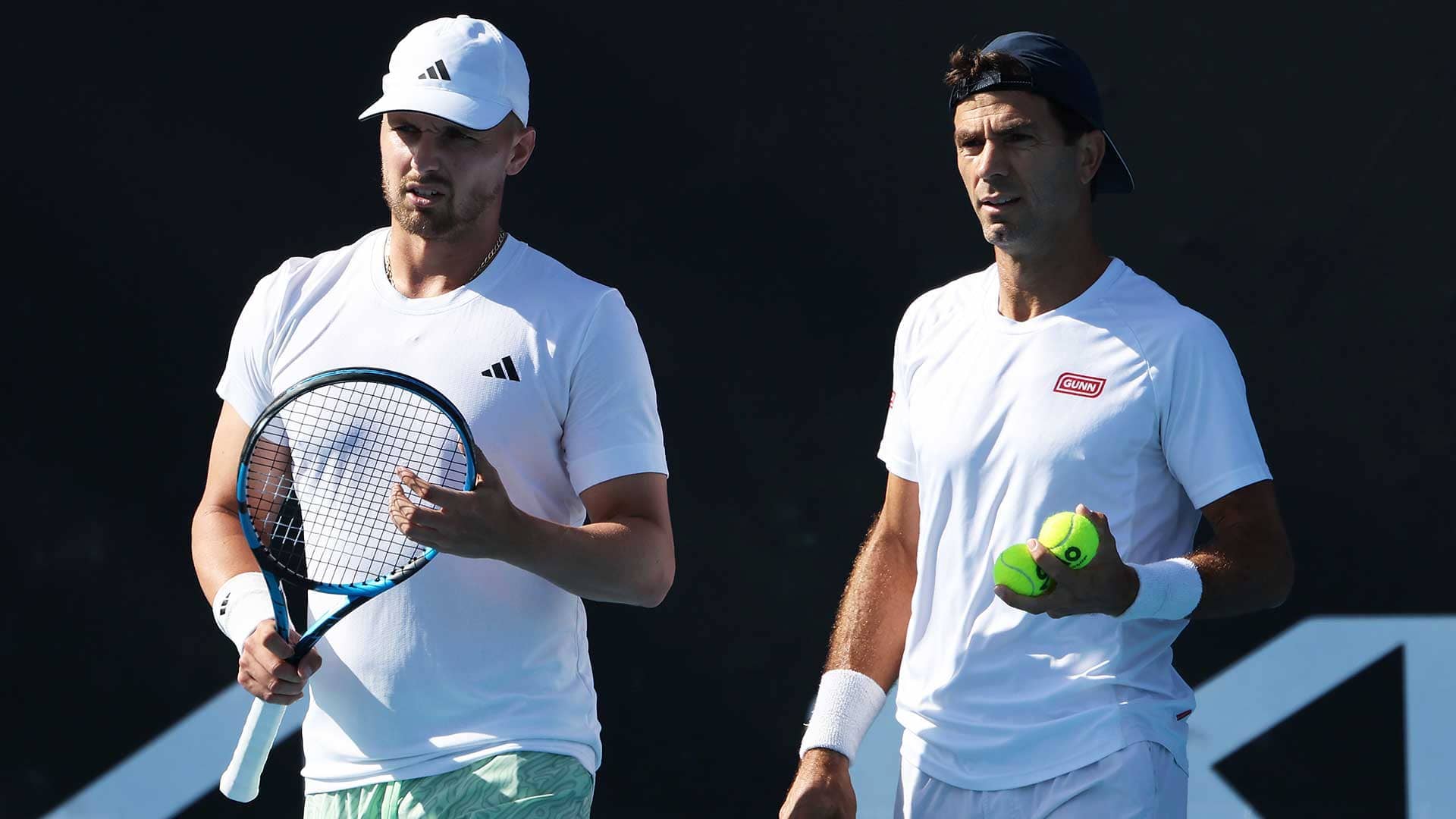 Lloyd Glasspool and Jean-Julien Rojer in action on Wednesday in Melbourne.