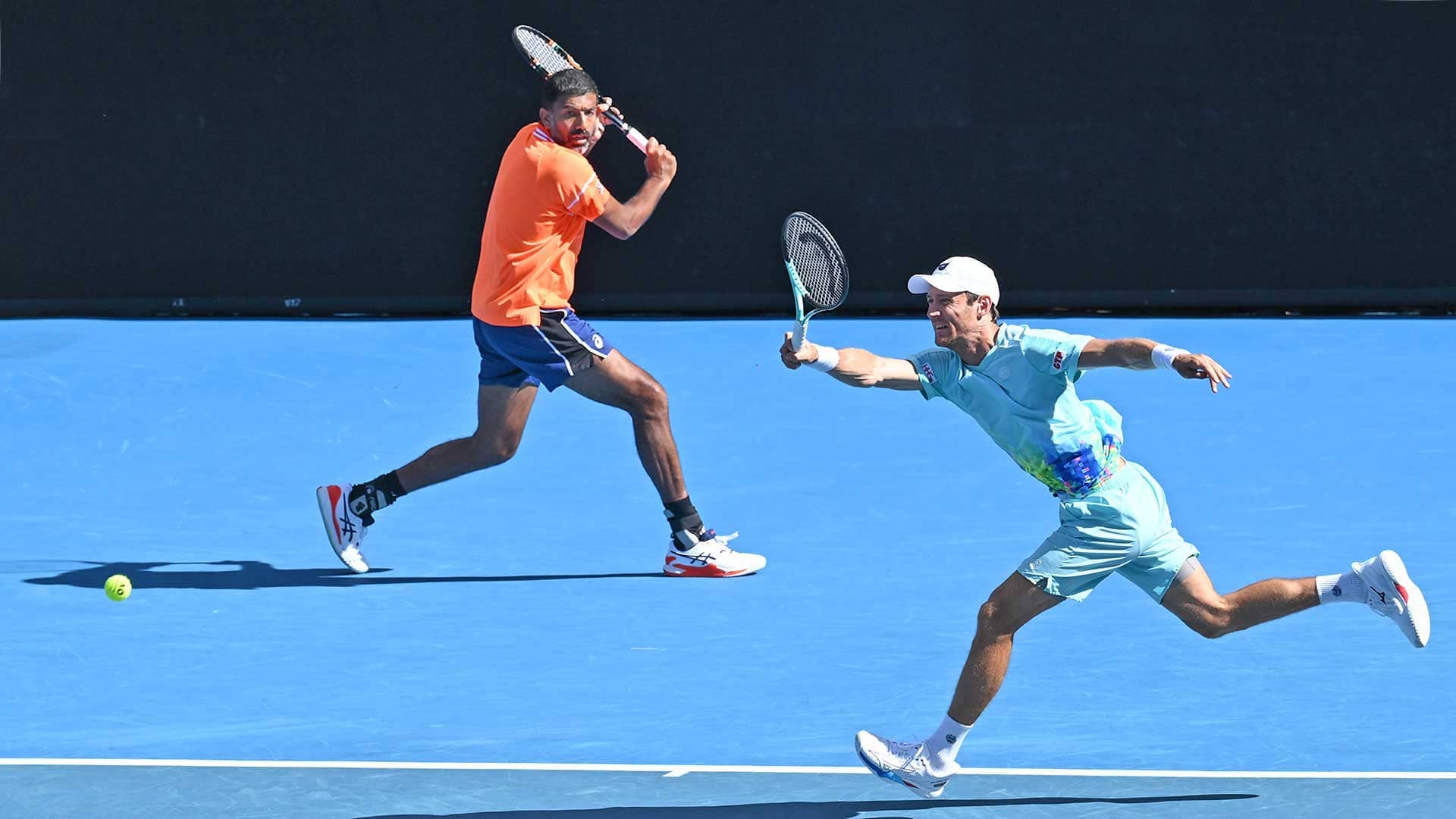 Rohan Bopanna and Matthew Ebden in third-round action Monday at the Australian Open.