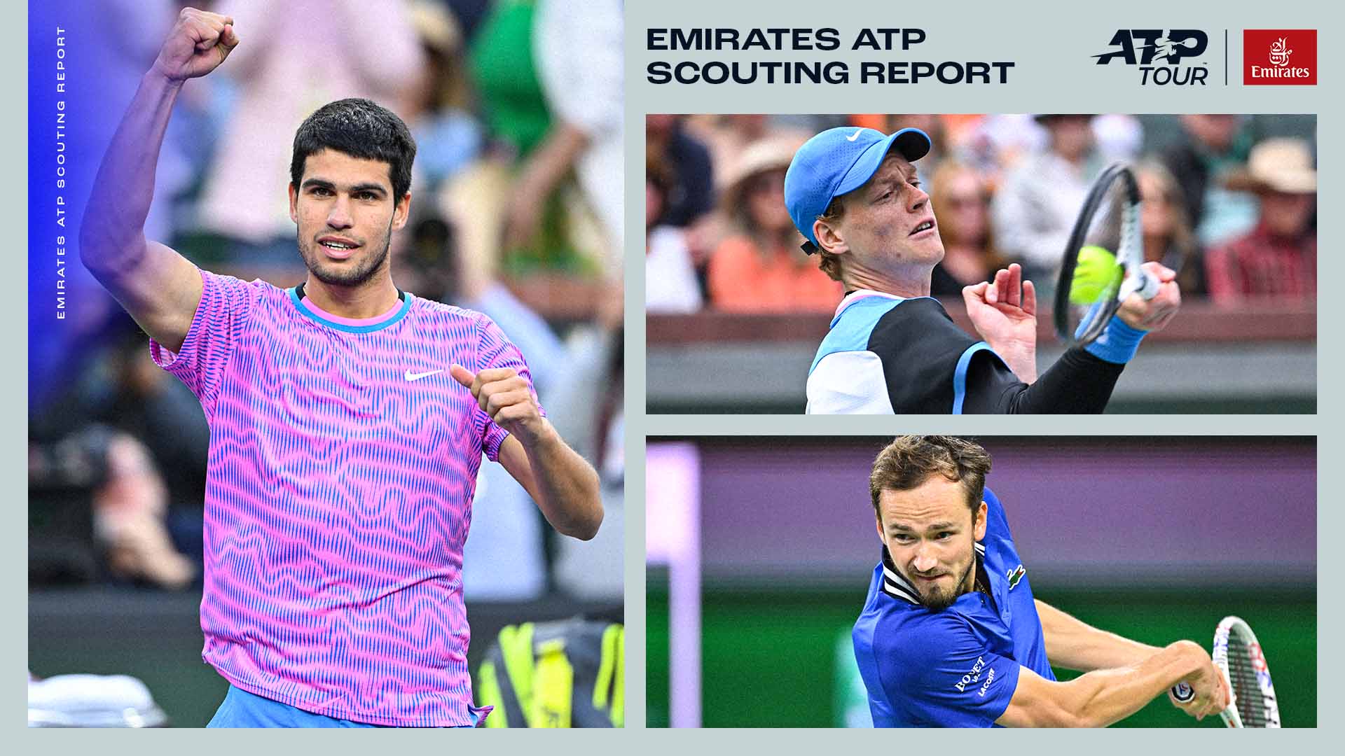 Carlos Alcaraz, Jannik Sinner y Daniil Medvedev son los tres principales cabezas de serie en Miami.