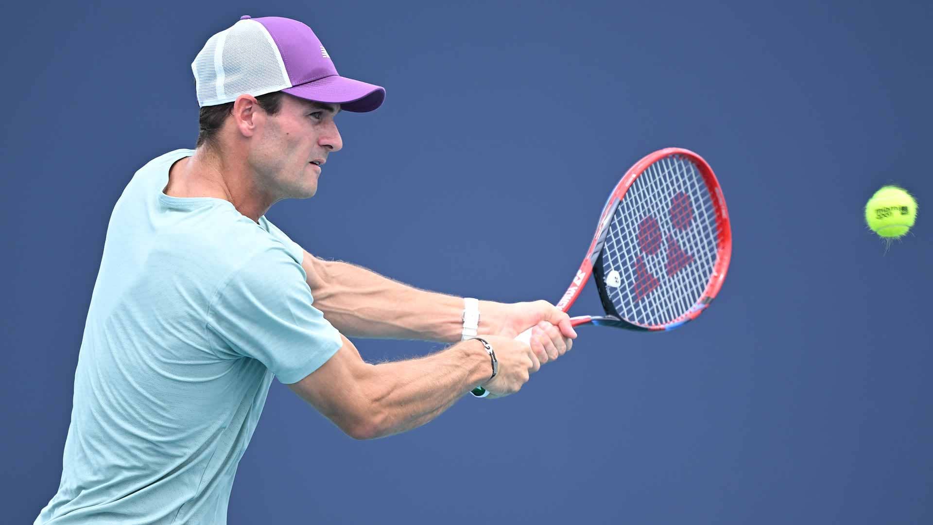 Tommy Paul in action on Saturday in Miami, where he was later forced to retire.