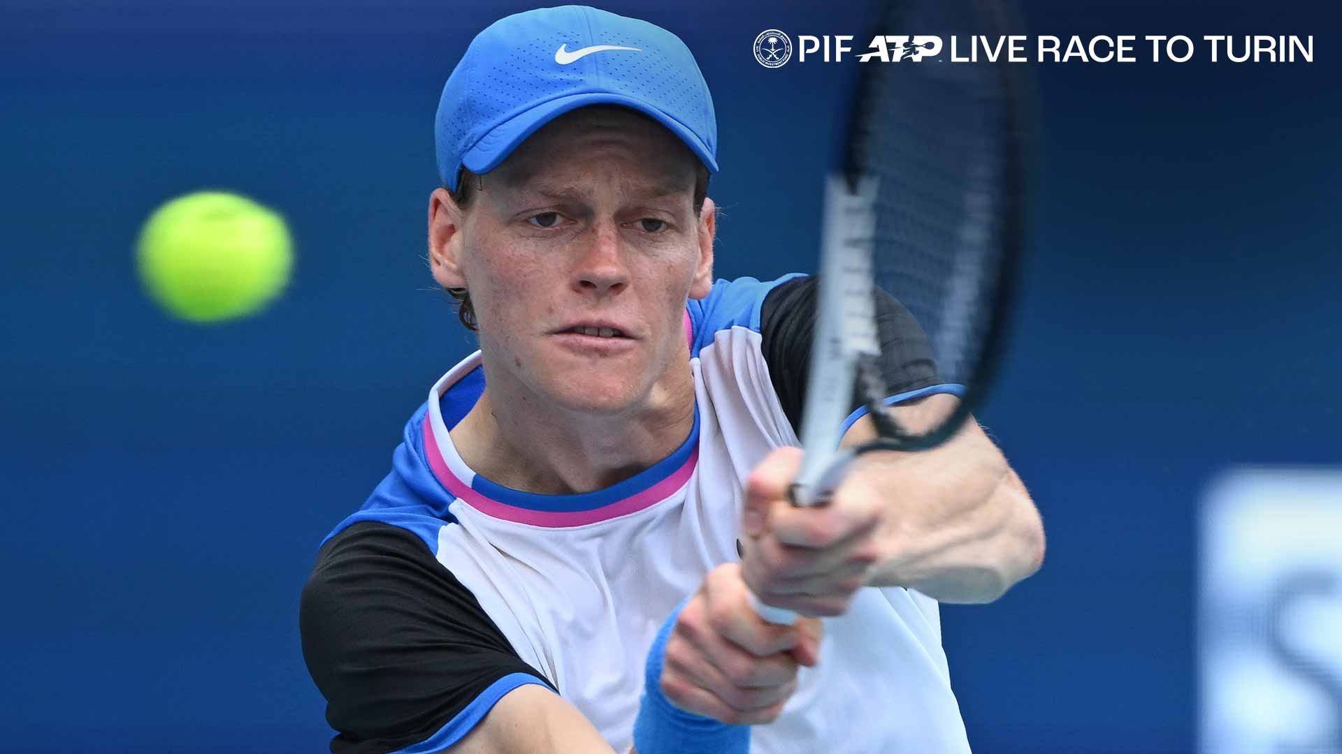 Jannik Sinner leads the PIF ATP Live Race To Turin by 1,350 points.