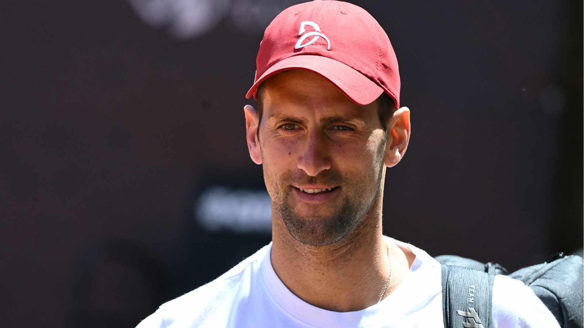 Novak Djokovic se mostró sonriente este sábado en el Foro Itálico.