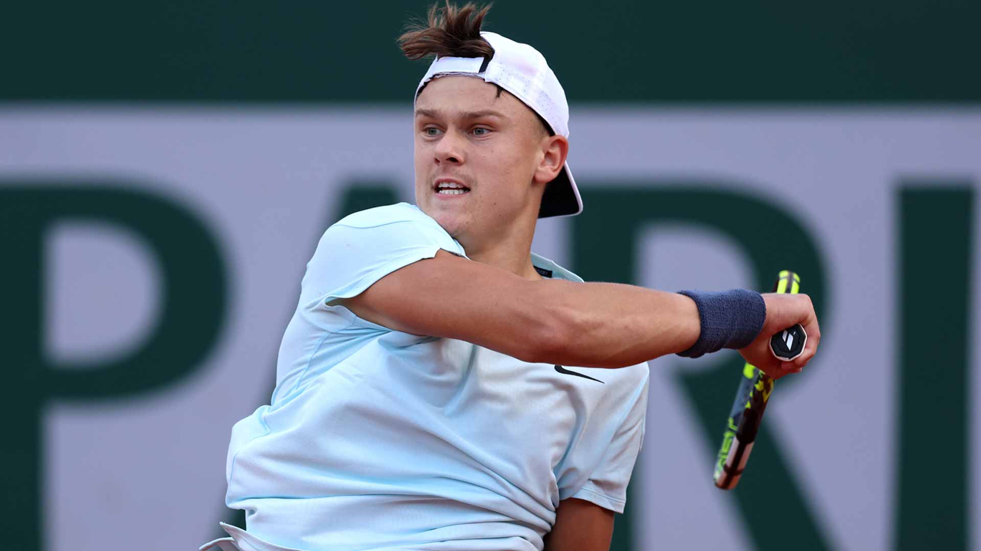 Holger Rune during Thursday's action at Roland Garros.